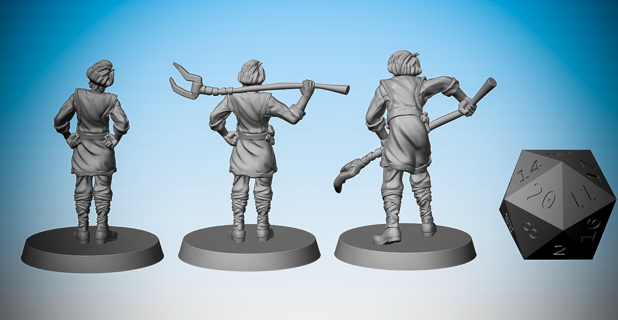 PEASANT COMMONER 3 Versions | Townsfolk Npc | Dungeons and Dragons | DnD | Pathfinder | Tabletop | RPG | Hero Size | 28 mm-Role Playing Miniatures
