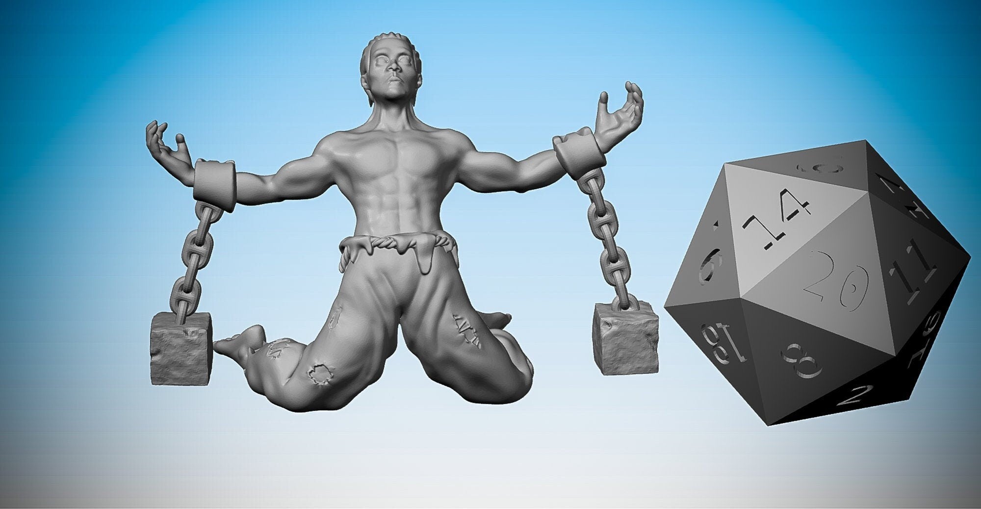 The CHAINED PRISONER | Townsfolk Npc | Dungeons and Dragons | DnD | Pathfinder | Tabletop | RPG | Hero Size | 28 mm-Role Playing Miniatures