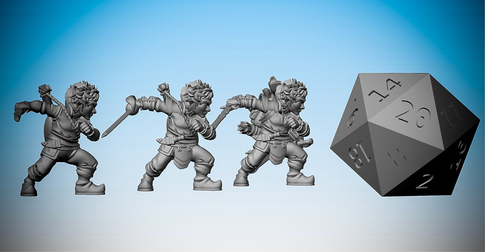 HALFLING BARD | 3 Versions-Role Playing Miniatures