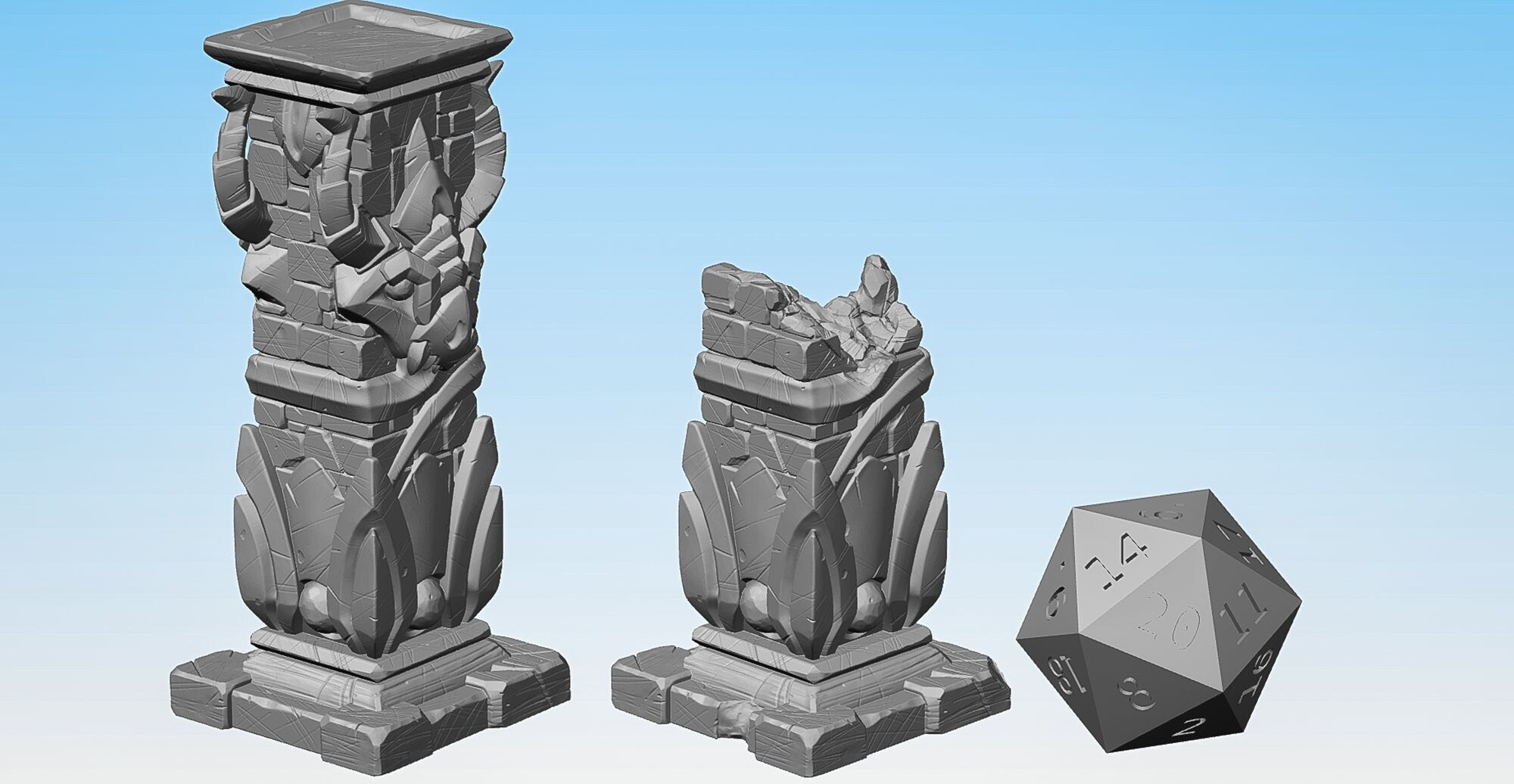 DRAGON COLUMNS | Props | Dungeons and Dragons | DnD | Pathfinder | Tabletop | RPG | Hero Size | 28 mm-Role Playing Miniatures