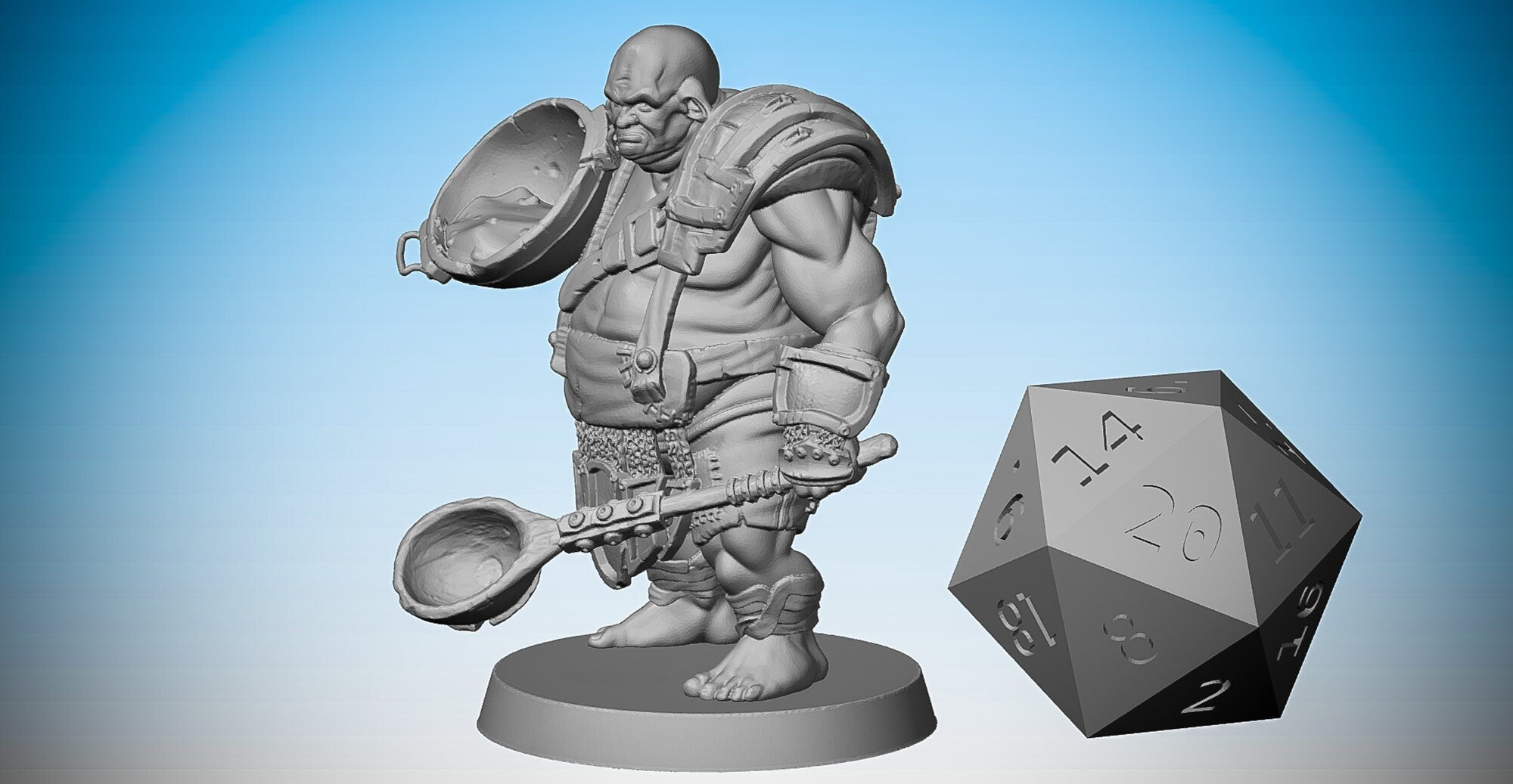 HALF OGRE Cook | Townsfolk Npc | Dungeons and Dragons | DnD | Pathfinder | Tabletop | RPG | Hero Size | 28 mm-Role Playing Miniatures