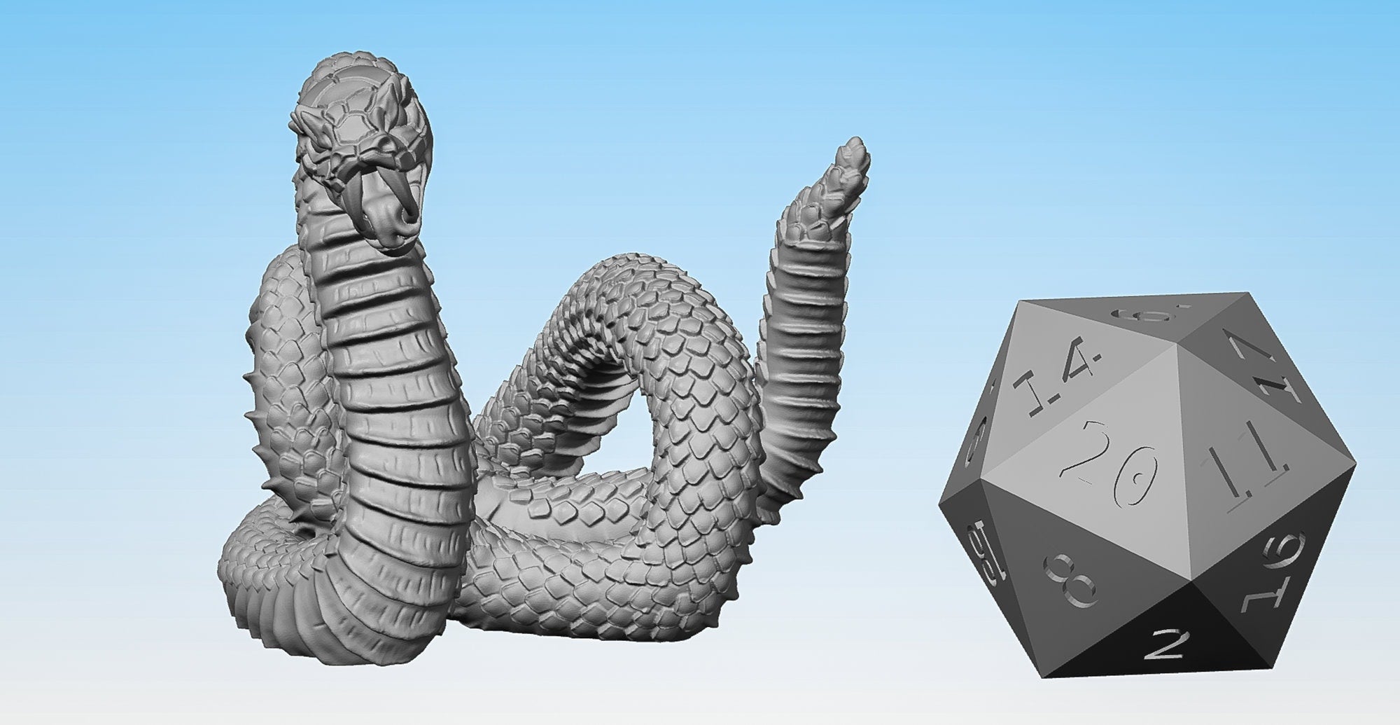 GIANT SNAKE "Viper" | 3D Print Mini | Resin-Role Playing Miniatures