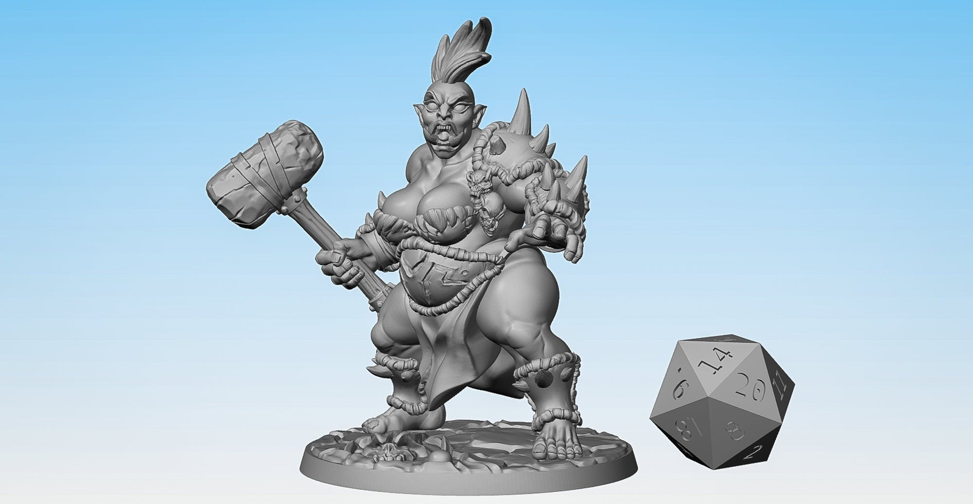 OGRE Lady F "Headache" | Dungeons and Dragons | DnD | Pathfinder | Tabletop | RPG | Hero Size | 28 mm-Role Playing Miniatures