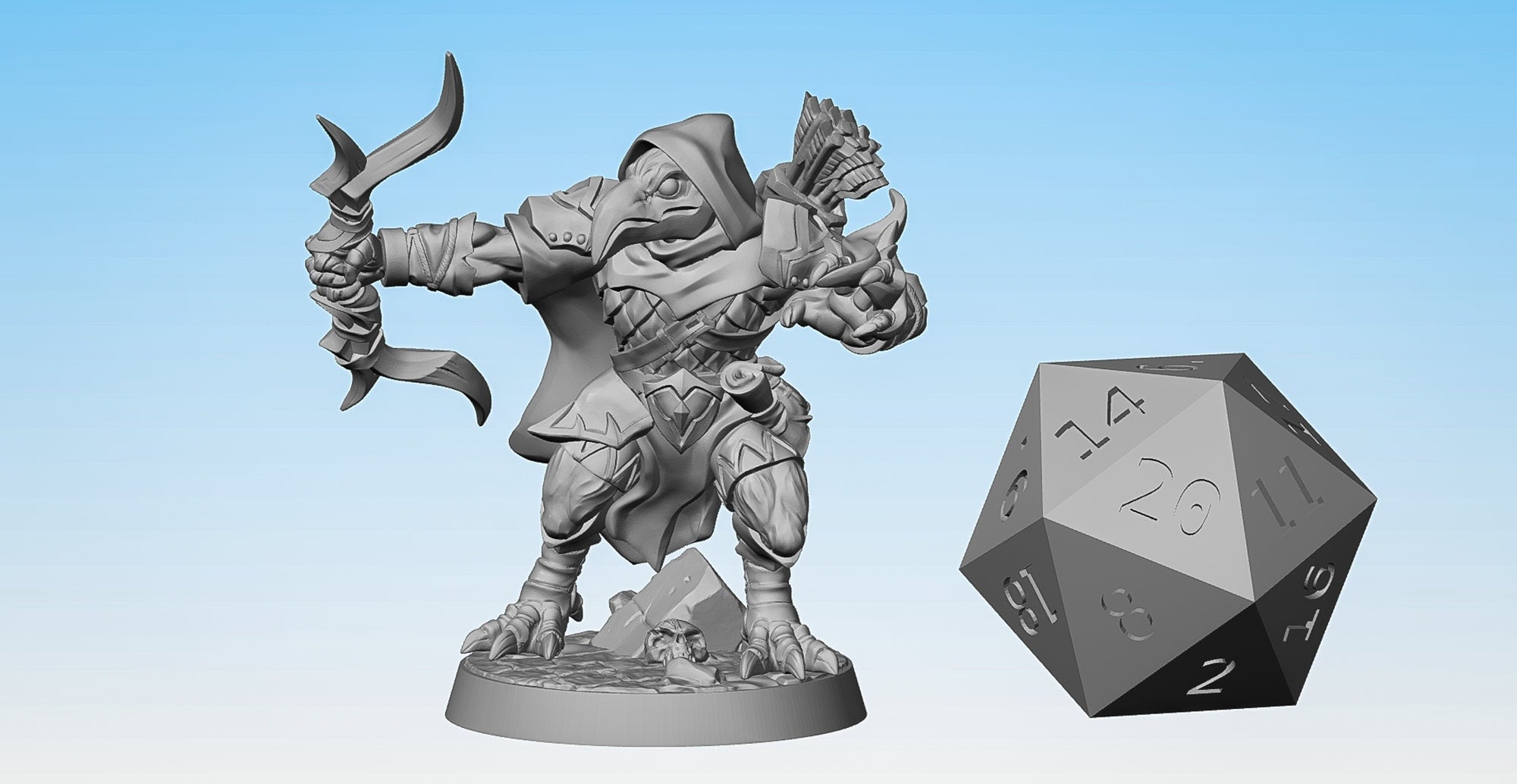 KENKU GRYPHONFOLK "Arcane Archer" | Dungeons and Dragons | DnD | Pathfinder | Tabletop | RPG | Hero Size | 28 mm-Role Playing Miniatures