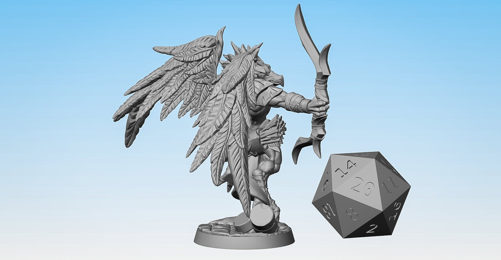 GRYPHONFOLK KENKU "Ranger" | Dungeons and Dragons | DnD | Pathfinder | Tabletop | RPG | Hero Size | 28 mm-Role Playing Miniatures