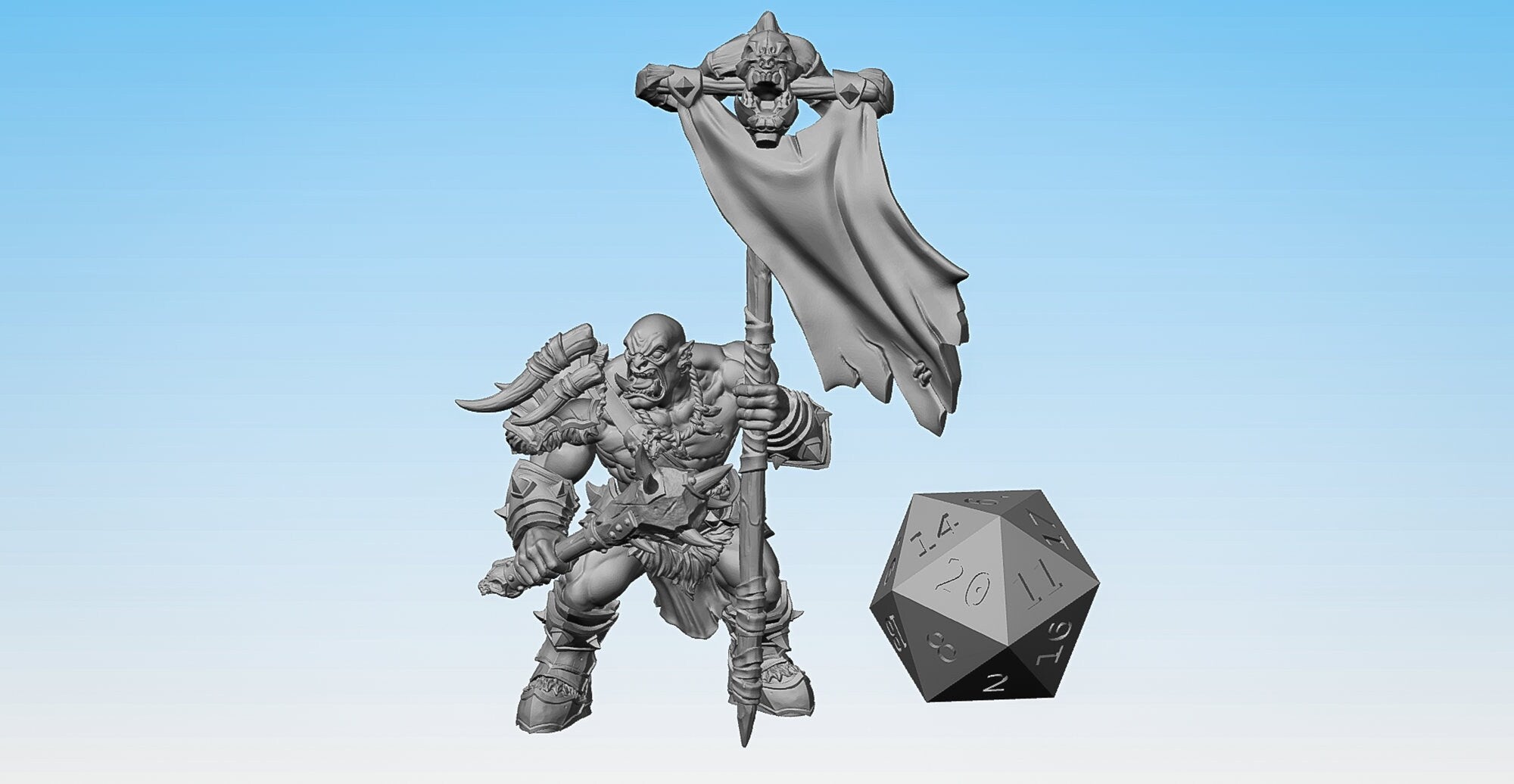 ORC BANNER (M) | Dungeons and Dragons | DnD | Pathfinder | Tabletop | RPG | Hero Size | 28 mm-Role Playing Miniatures