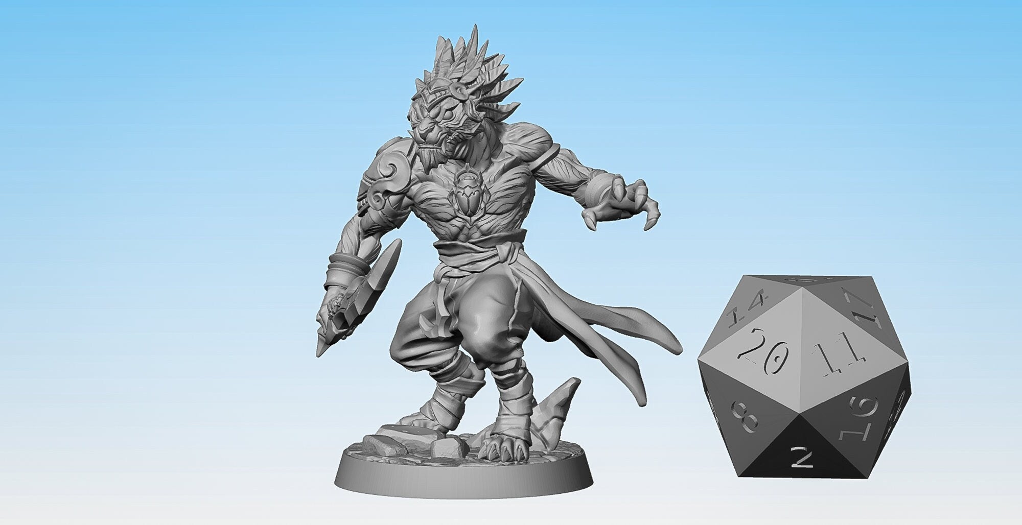 RAKSHASA "Fighter" | Tabaxi | Dungeons and Dragons | DnD | Pathfinder | Tabletop | RPG | Hero Size | 28 mm-Role Playing Miniatures