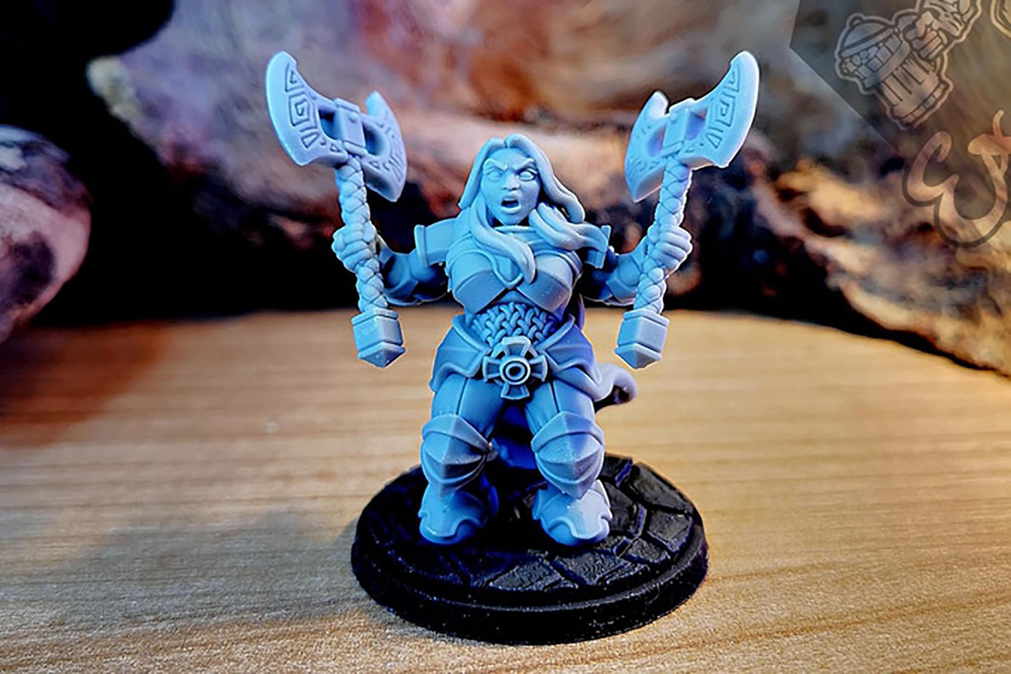 DWARF (F) BARBARIAN (2 Versions) "Ignes the Assault" | Dungeons and Dragons | DnD | Pathfinder | Tabletop | RPG | Hero Size | 28 mm-Role Playing Miniatures