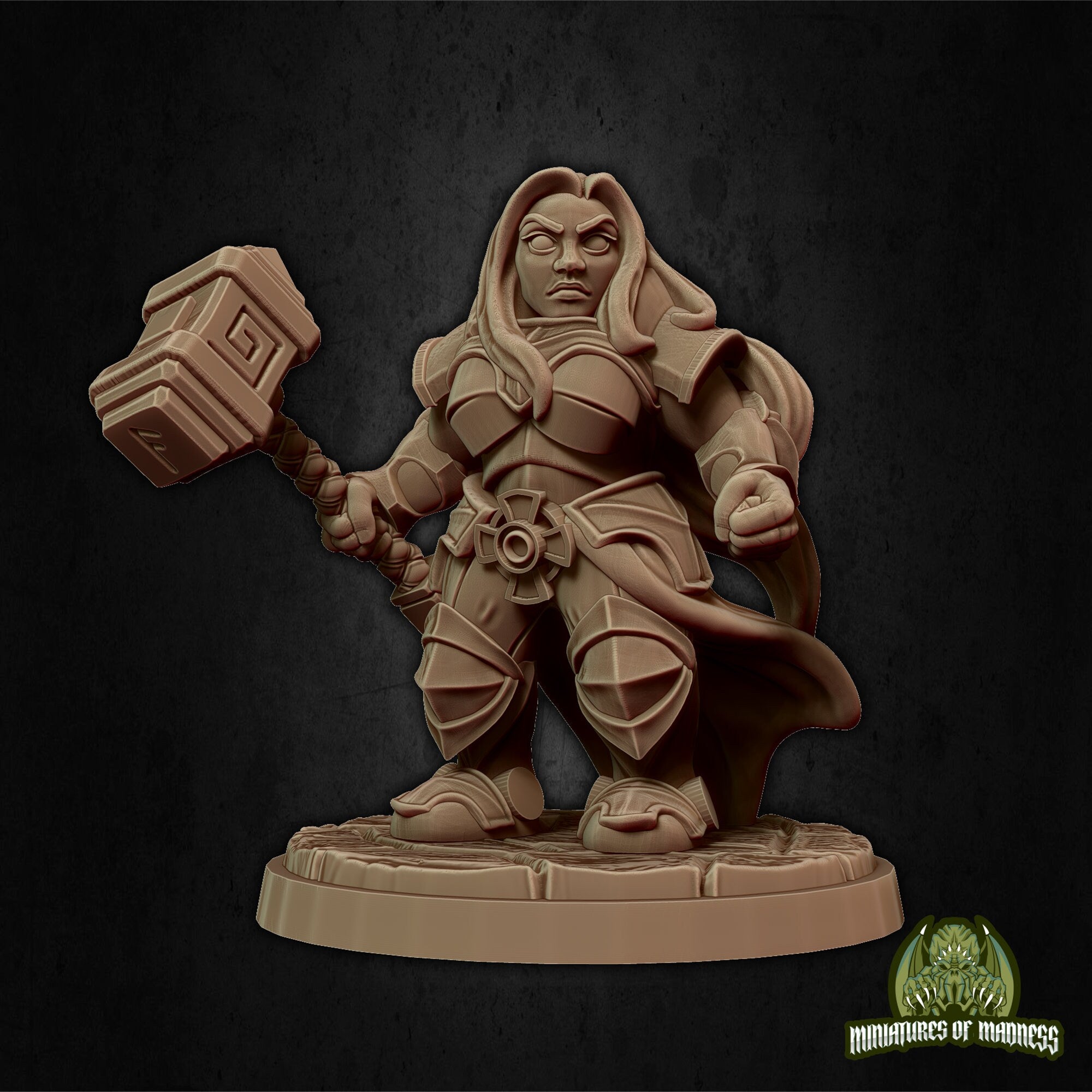 DWARF (F) PALADIN (2 Versions) "Malyan the Proud" | Dungeons and Dragons | DnD | Pathfinder | Tabletop | RPG | Hero Size | 28 mm-Role Playing Miniatures