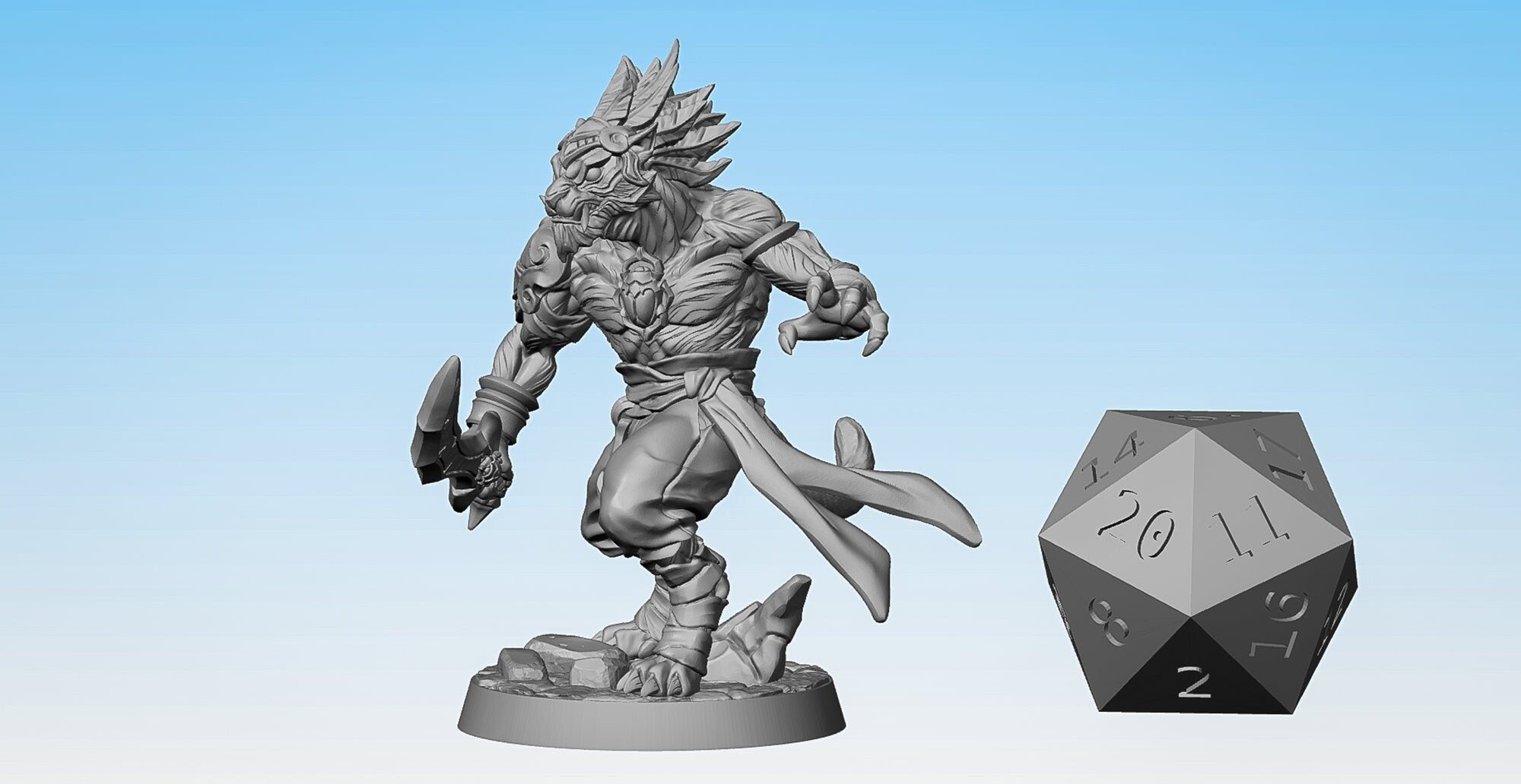 RAKSHASA "Fighter" | Tabaxi | Dungeons and Dragons | DnD | Pathfinder | Tabletop | RPG | Hero Size | 28 mm-Role Playing Miniatures