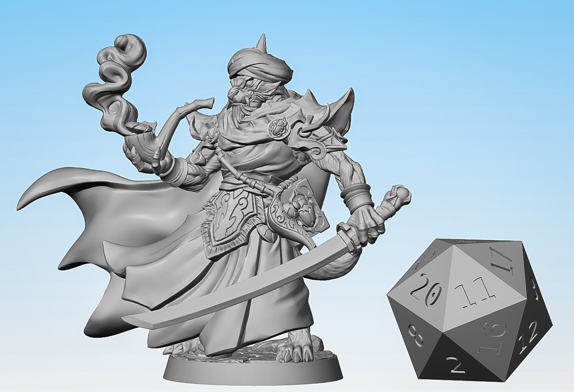 RAKSHASA "Sultan" | Tabaxi | Dungeons and Dragons | DnD | Pathfinder | Tabletop | RPG | Hero Size | 28 mm-Role Playing Miniatures