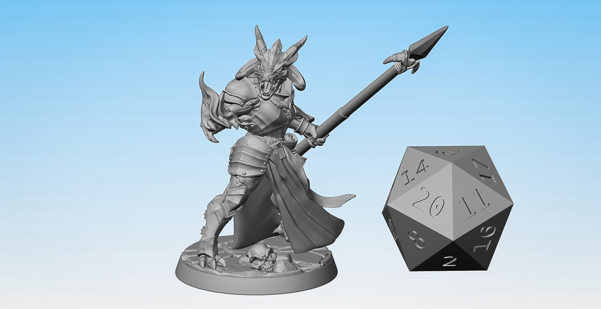 DRAGONBORN "Paladin with Spear" (F)-Role Playing Miniatures