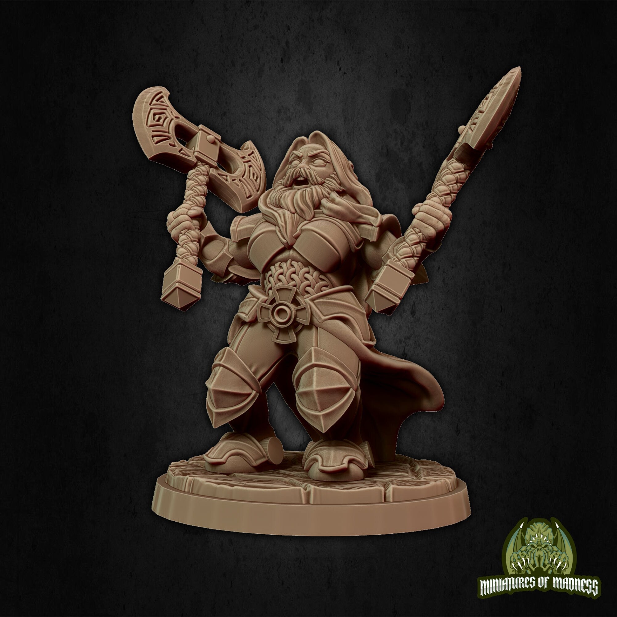 DWARF (F) BARBARIAN (2 Versions) "Ignes the Assault" | Dungeons and Dragons | DnD | Pathfinder | Tabletop | RPG | Hero Size | 28 mm-Role Playing Miniatures