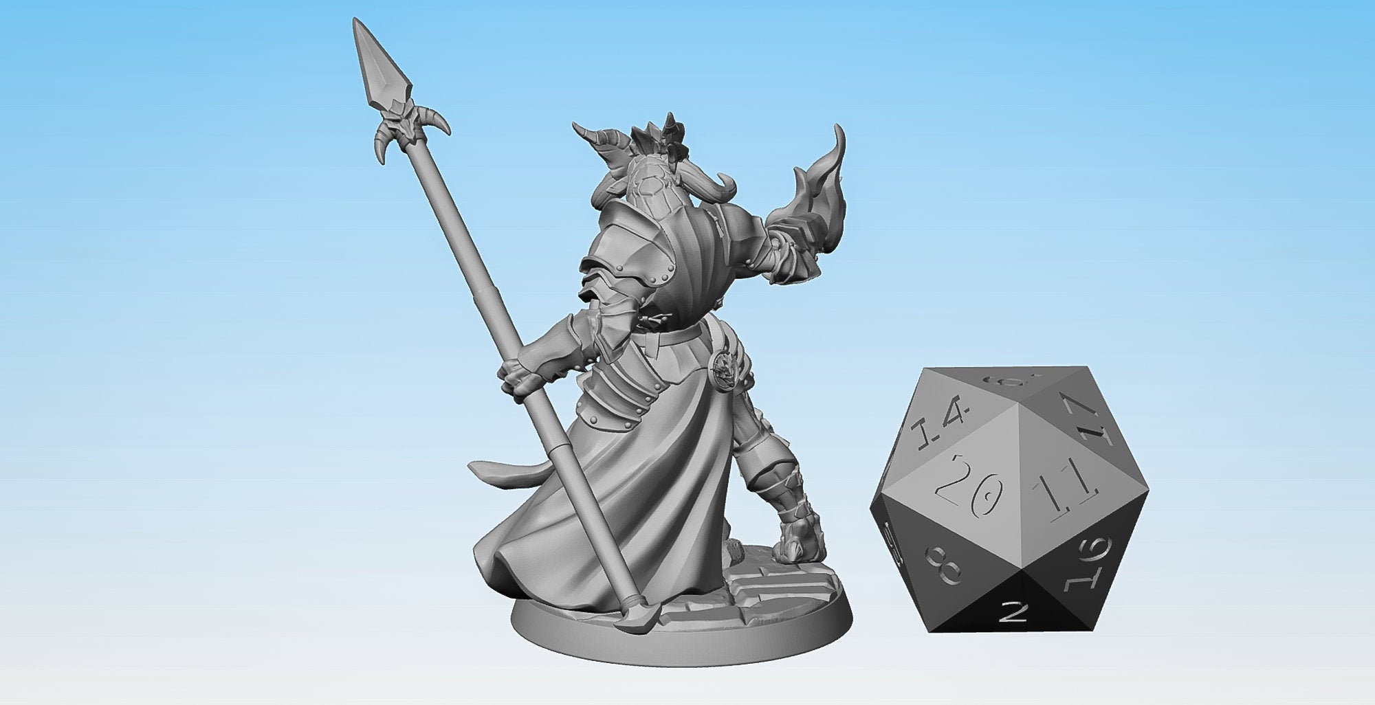 DRAGONBORN "Paladin with Spear" (F)-Role Playing Miniatures