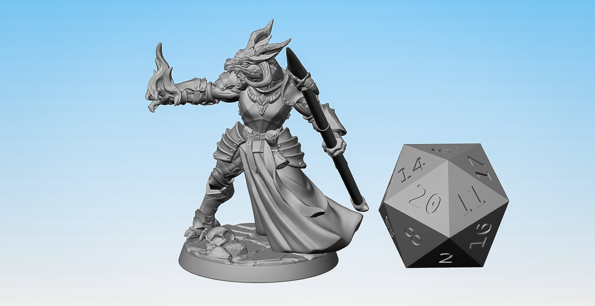 DRAGONBORN "Paladin with Spear" (F)-Role Playing Miniatures