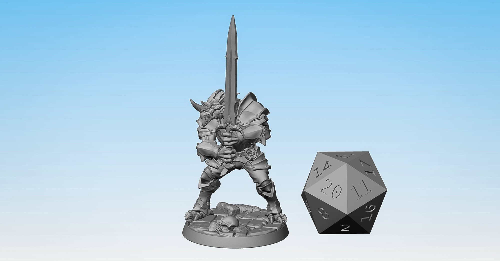 DRAGONBORN "Fighter w/ Greatsword" (M)-Role Playing Miniatures