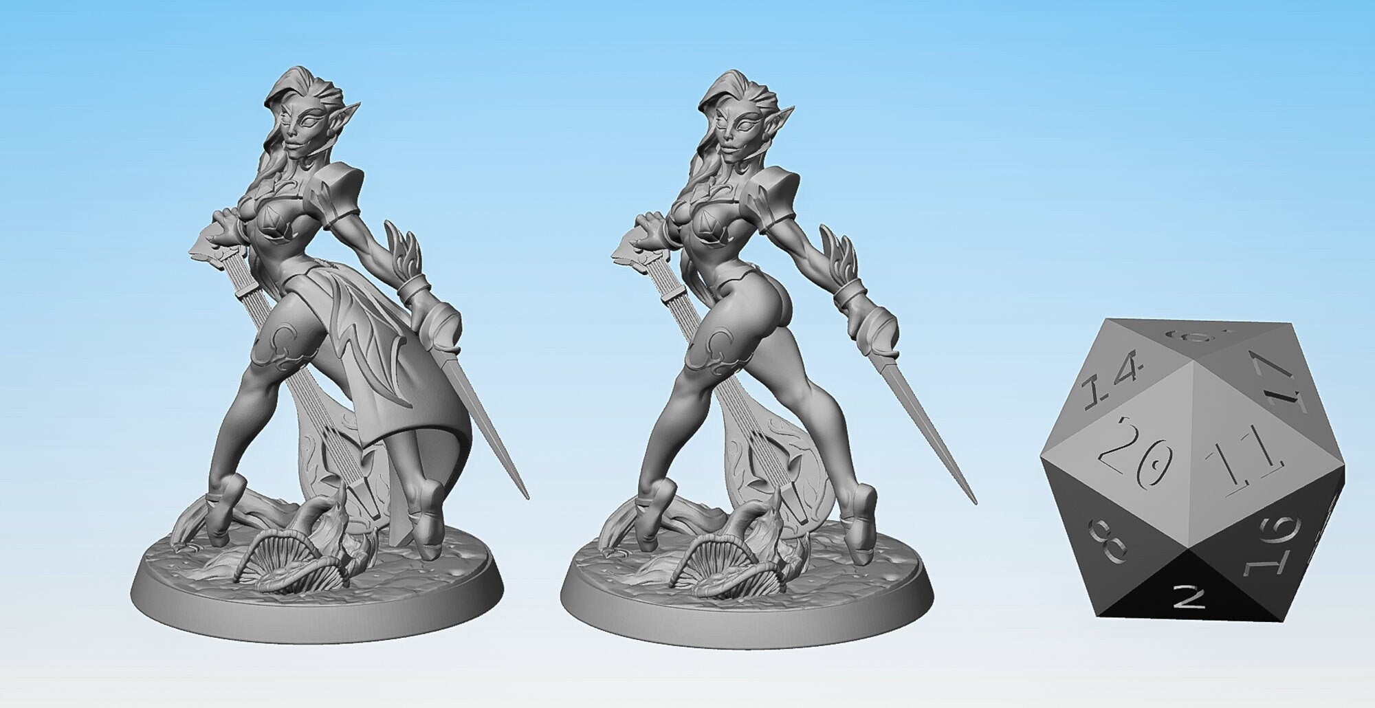 SEXY PINUP Bard "Kilia the Ballet Queen" (2 Versions) | Dungeons and Dragons | DnD | Pathfinder | Tabletop | RPG | Hero Size | 28 mm-Role Playing Miniatures