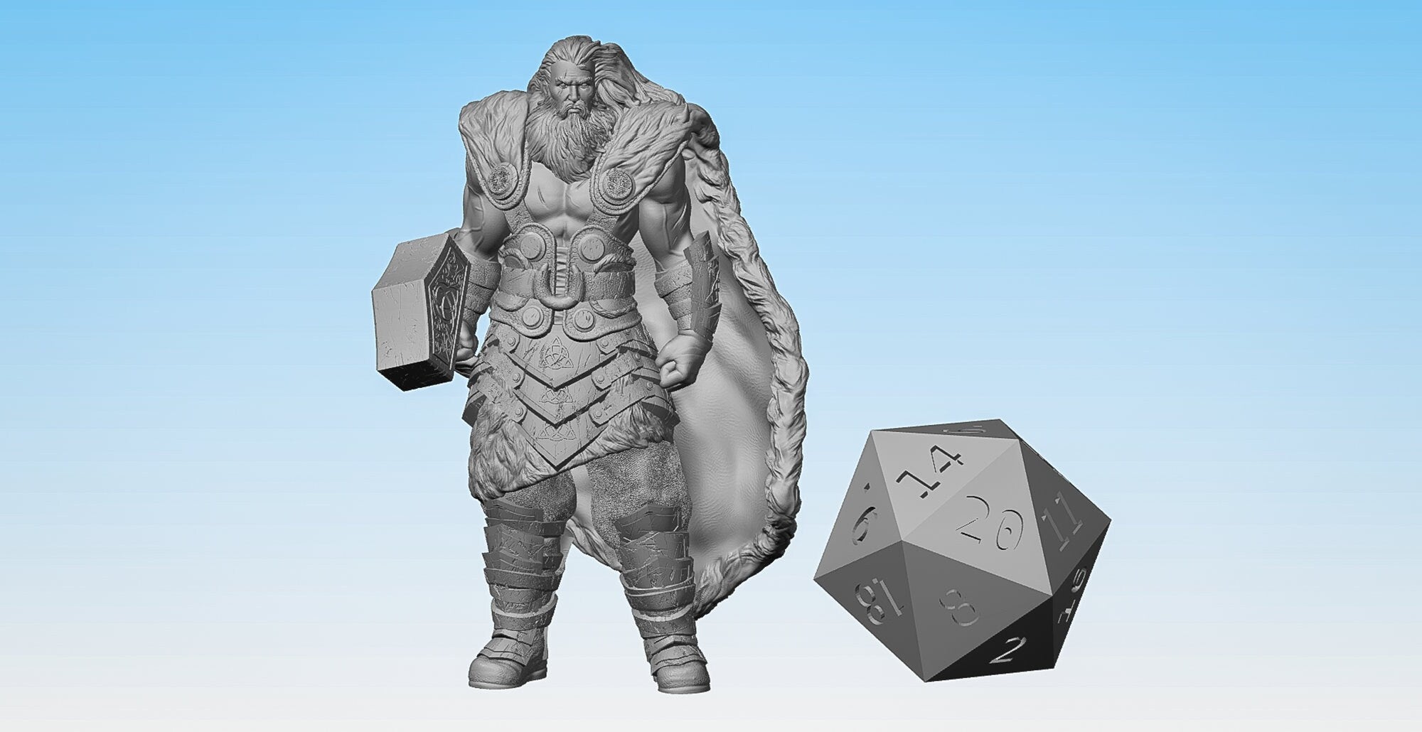 HUMAN FIGHTER "Thor" | Dungeons and Dragons | DnD | Pathfinder | Tabletop | RPG | Hero Size | 28 mm-Role Playing Miniatures