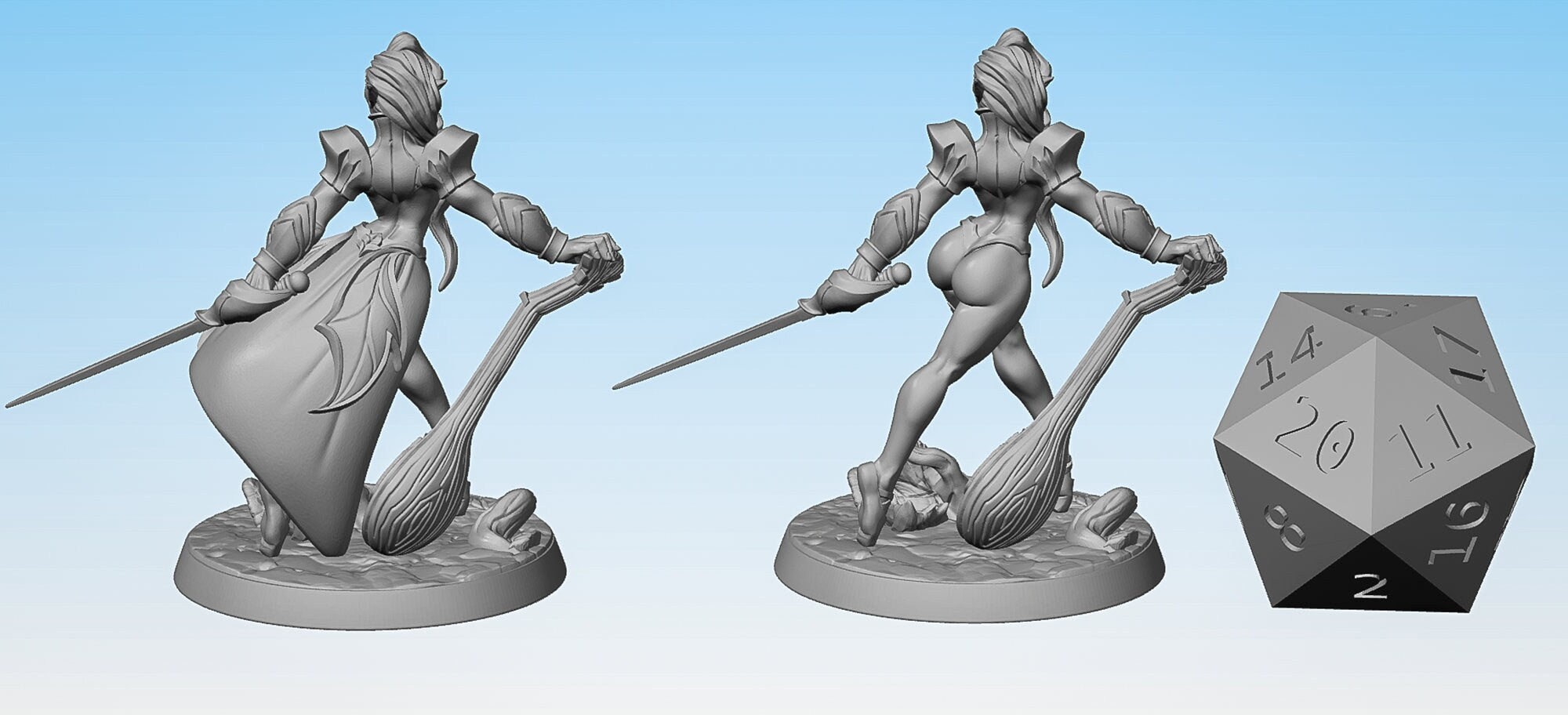 SEXY PINUP Bard "Kilia the Ballet Queen" (2 Versions) | Dungeons and Dragons | DnD | Pathfinder | Tabletop | RPG | Hero Size | 28 mm-Role Playing Miniatures