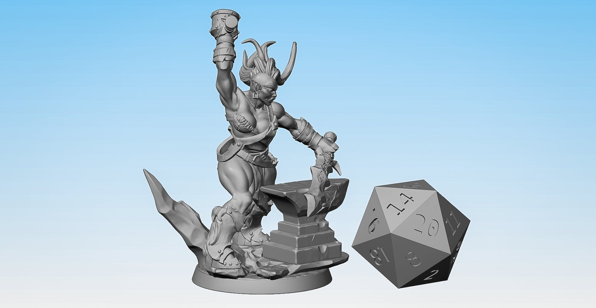 FROST ORC Blacksmith "Logranna Helforge" | Dungeons and Dragons | DnD | Pathfinder | Tabletop | RPG | Hero Size | 28 mm-Role Playing Miniatures
