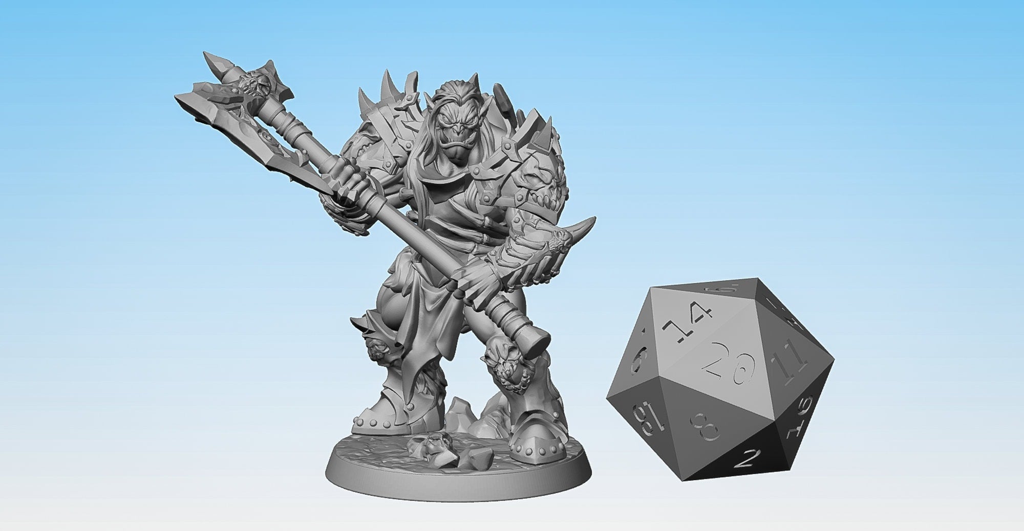 FROST ORC "C" "Warrior Greataxe" | Dungeons and Dragons | DnD | Pathfinder | Tabletop | RPG | Hero Size | 28 mm-Role Playing Miniatures