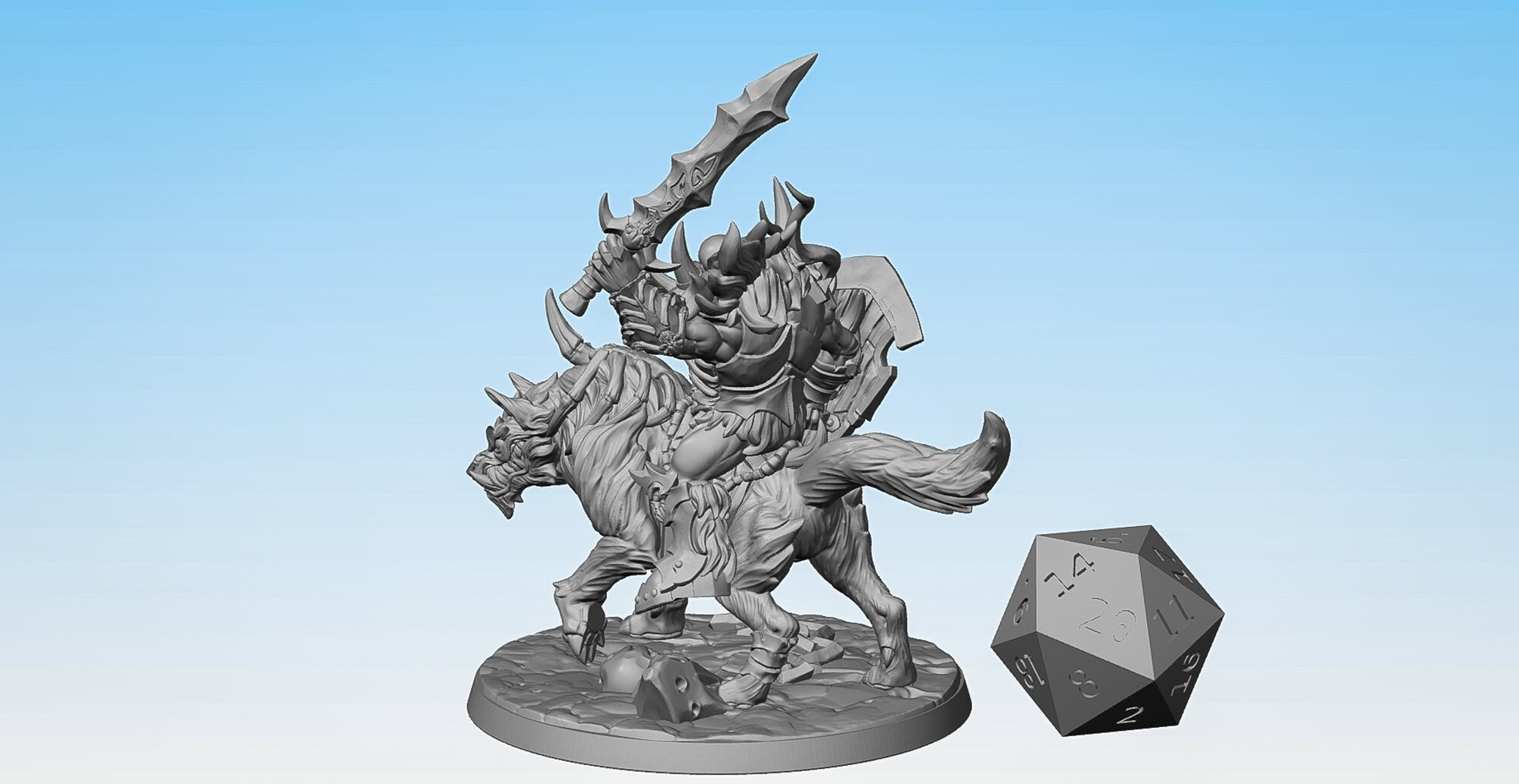 FROST ORC "Worg Rider B" | Dungeons and Dragons | DnD | Pathfinder | Tabletop | RPG | Hero Size | 28 mm-Role Playing Miniatures