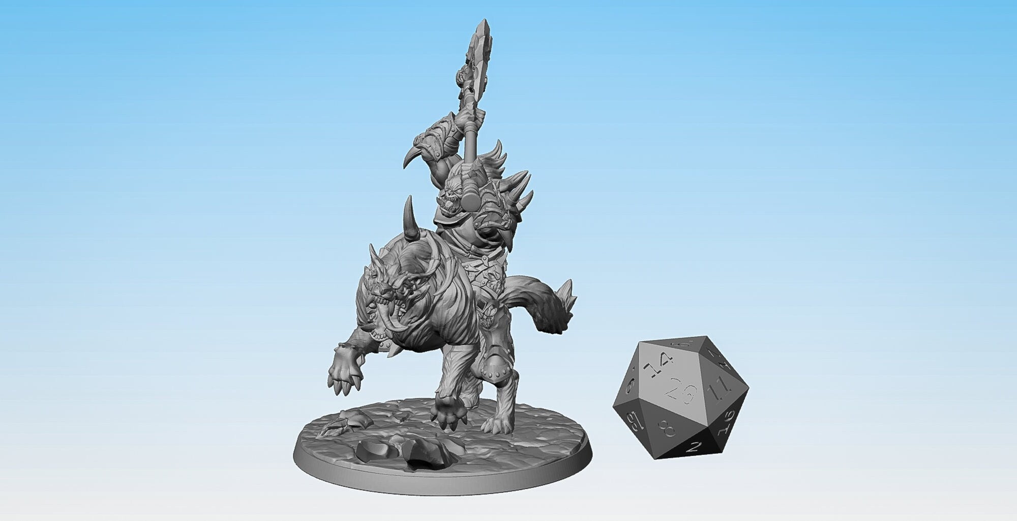FROST ORC "Worg Rider A" | Dungeons and Dragons | DnD | Pathfinder | Tabletop | RPG | Hero Size | 28 mm-Role Playing Miniatures