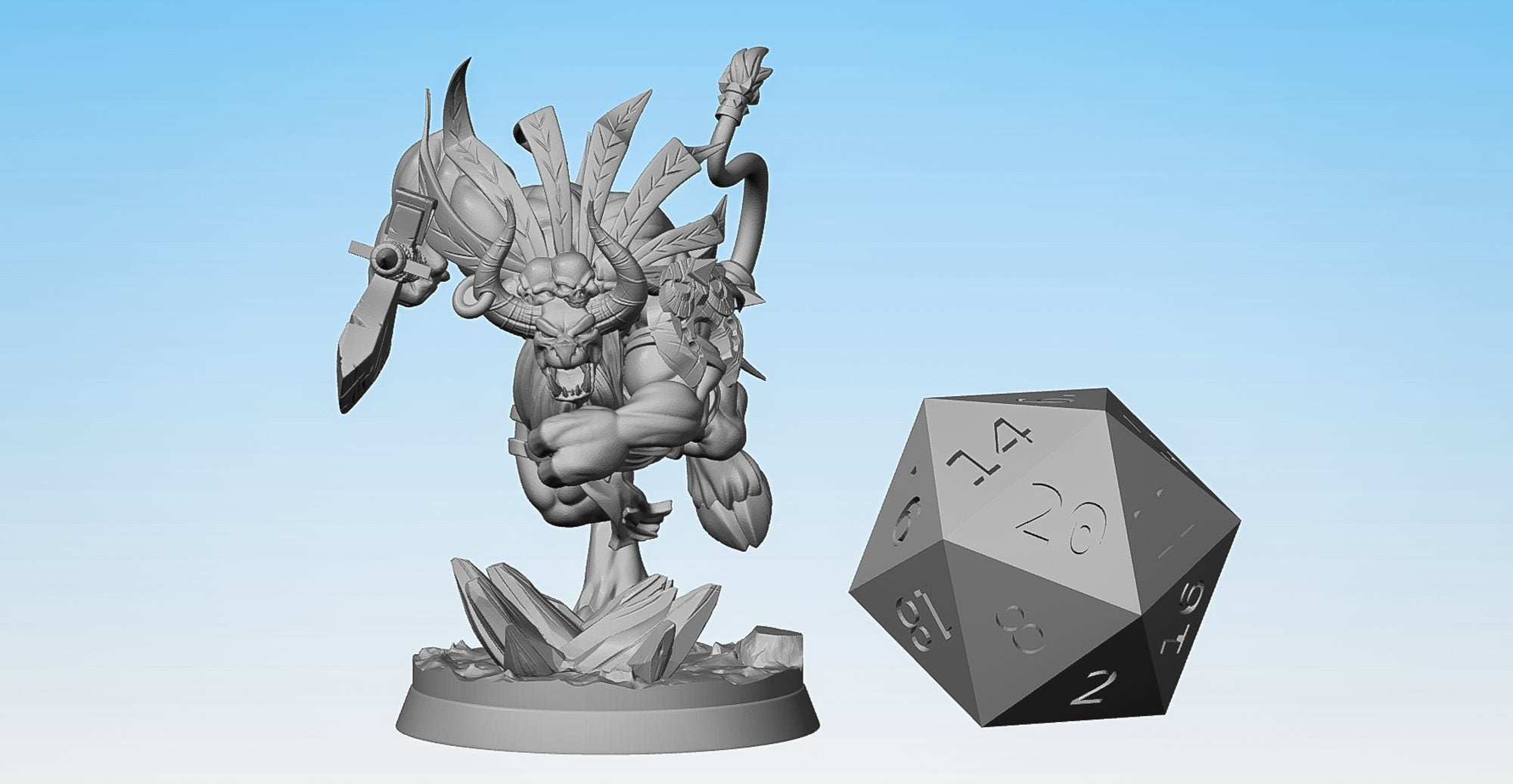 MINOTAUR BARBARIAN "Lootah Steelcut" (2 Versions) | Dungeons and Dragons | DnD | Pathfinder | Tabletop | RPG | Hero Size | 28 mm-Role Playing Miniatures