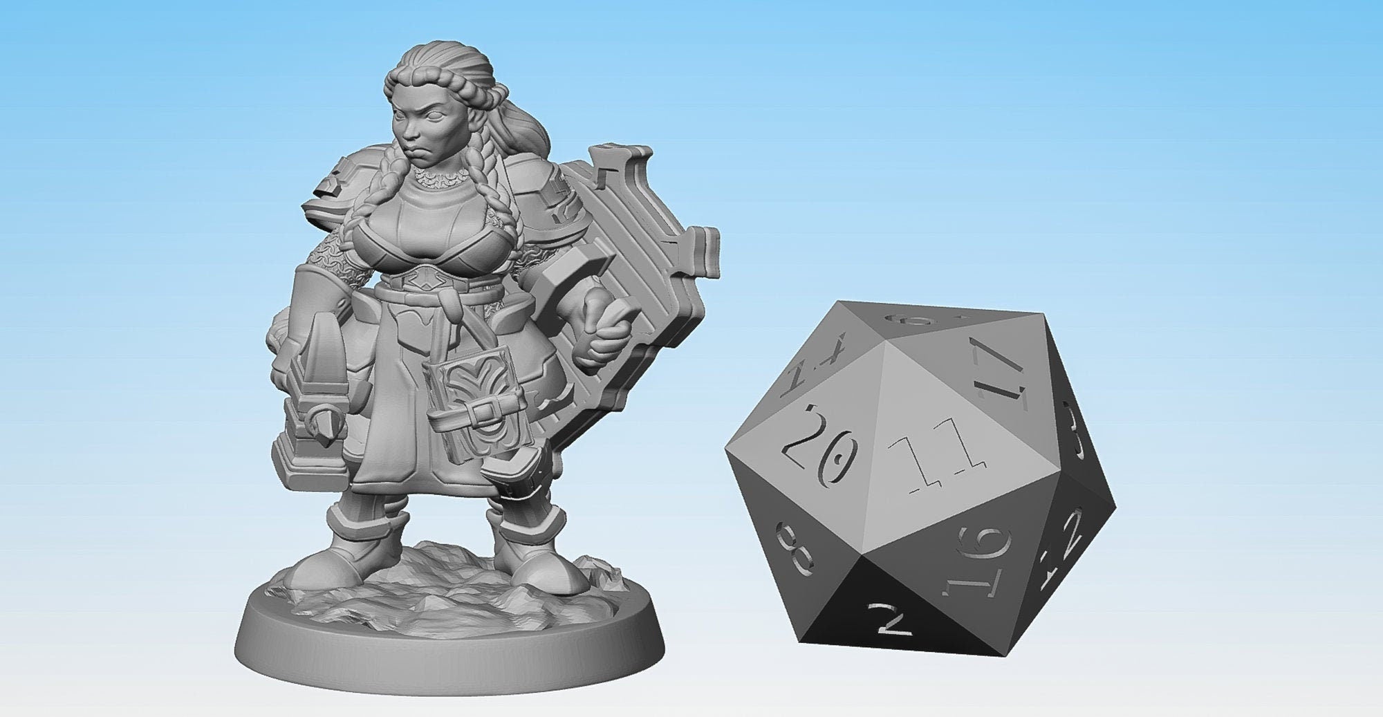 DWARF CLERIC (F) "Heroine" | Dungeons and Dragons | DnD | Pathfinder | Tabletop | RPG | Hero Size | 28 mm-Role Playing Miniatures