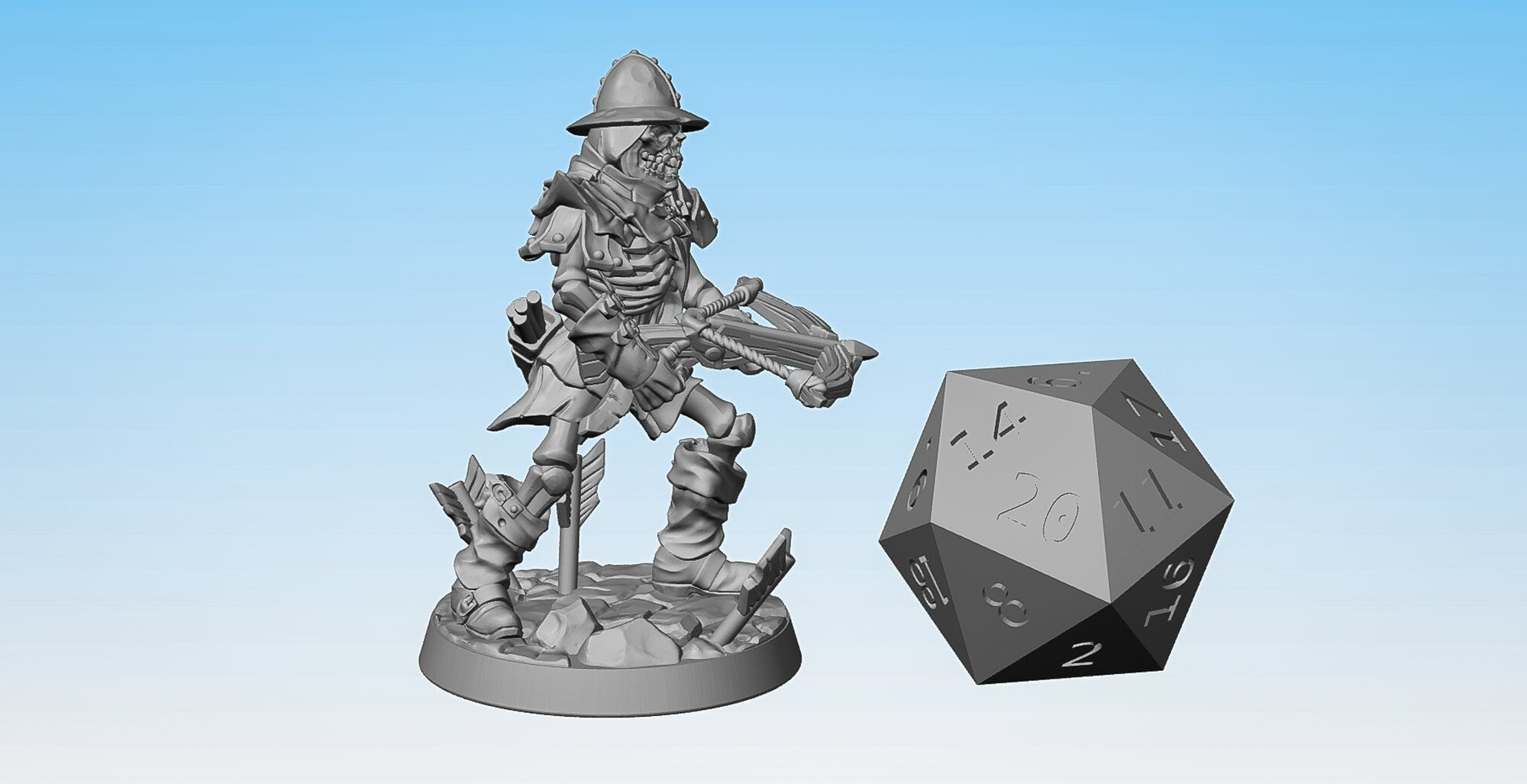 SKELETON FIGHTER (Old Burg) "Helmet & Crossbow" | Dungeons and Dragons | DnD | Pathfinder | Tabletop | RPG | Hero Size | 28 mm-Role Playing Miniatures