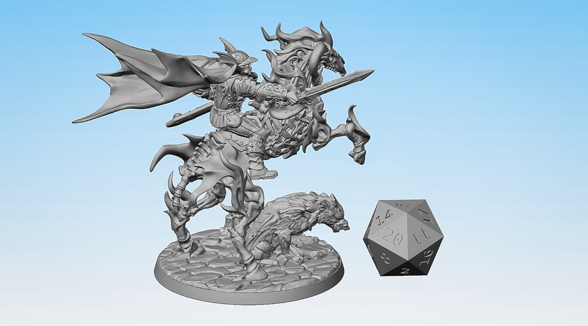 DEATH KNIGHT (Old Burg) "Harguul on Azekiel" (2 Versions) | Dungeons and Dragons | DnD | Pathfinder | Tabletop | RPG | Hero Size | 28 mm-Role Playing Miniatures