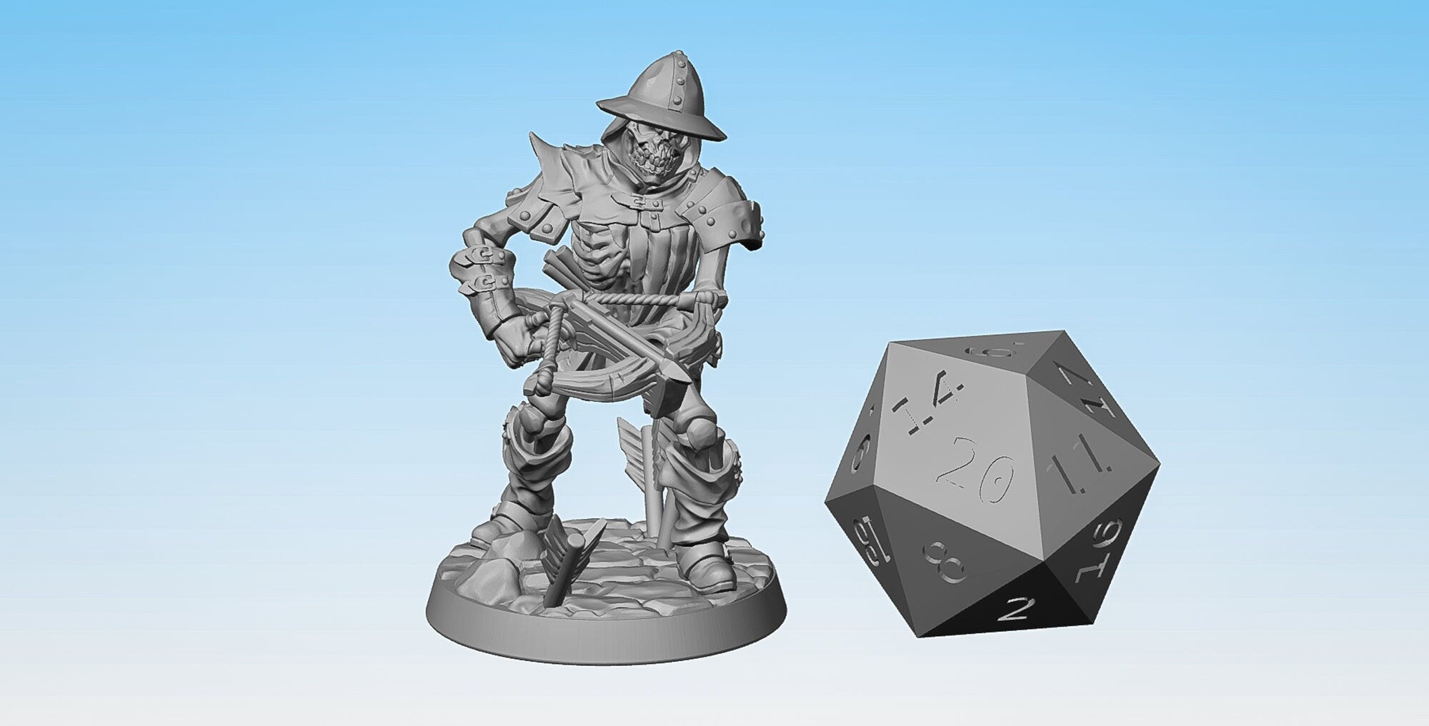 SKELETON FIGHTER (Old Burg) "Helmet & Crossbow" | Dungeons and Dragons | DnD | Pathfinder | Tabletop | RPG | Hero Size | 28 mm-Role Playing Miniatures