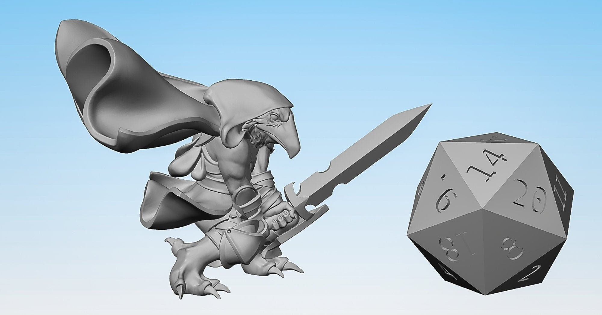 KENKU "Fighter" | Dungeons and Dragons | DnD | Pathfinder | Tabletop | RPG | Hero Size | 28 mm-Role Playing Miniatures