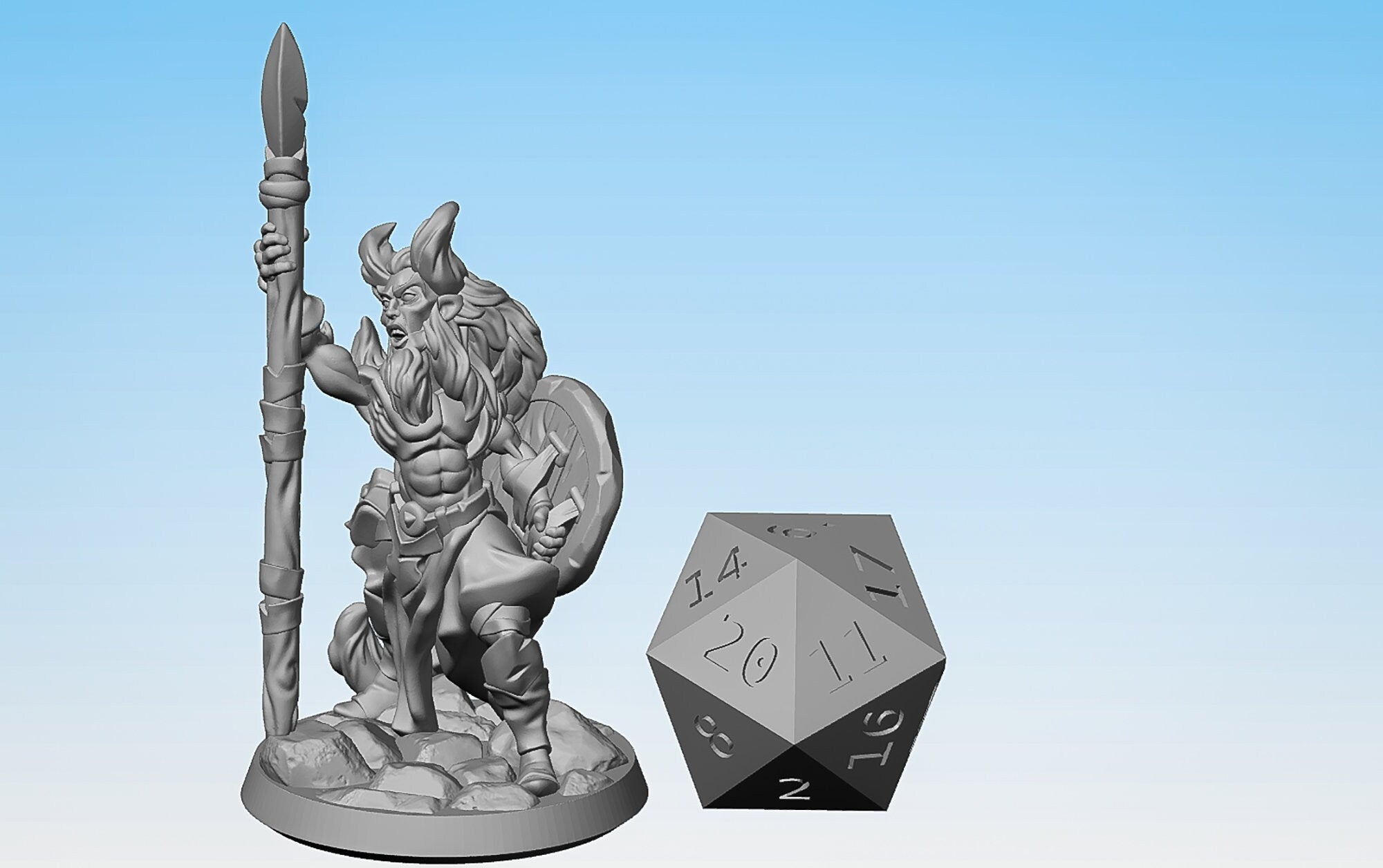 DEMONKIN TIEFLING "Spear & Shield" | Dungeons and Dragons | DnD | Pathfinder | Tabletop | RPG | Hero Size | 28 mm-Role Playing Miniatures