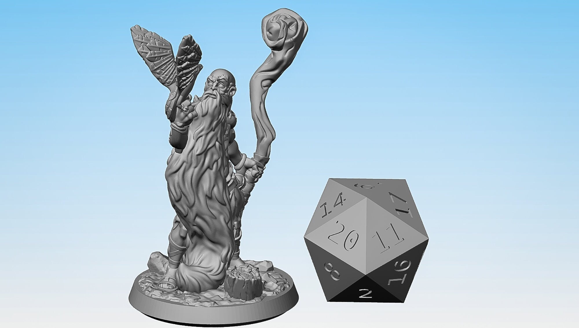 DRUID (m) "Bird Lover" | Dungeons and Dragons | DnD | Pathfinder | Tabletop | RPG | Hero Size | 28 mm-Role Playing Miniatures
