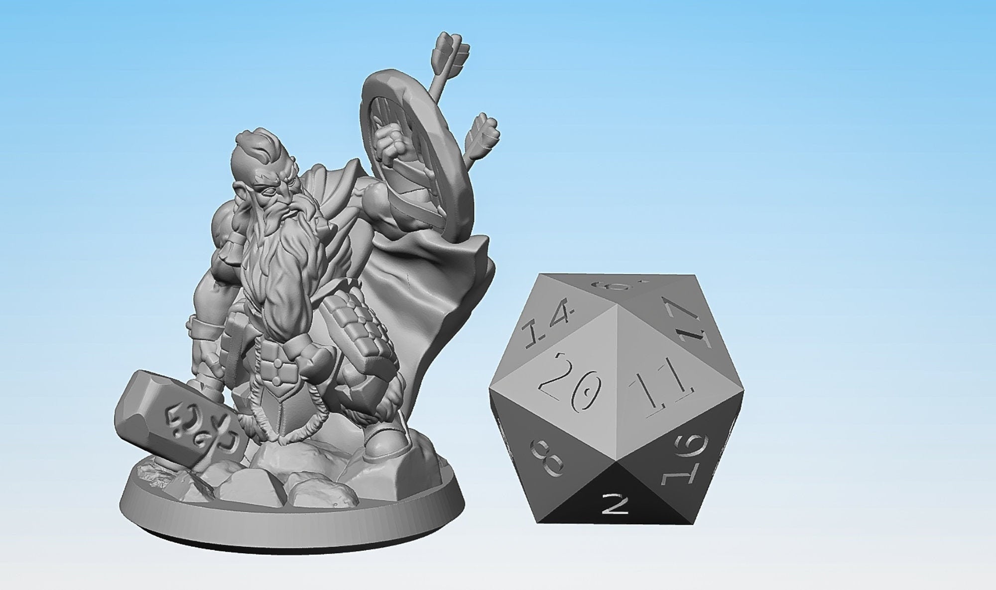 DWARF (m) "Paladin / Fighter" | Dungeons and Dragons | DnD | Pathfinder | Tabletop | RPG | Hero Size | 28 mm-Role Playing Miniatures