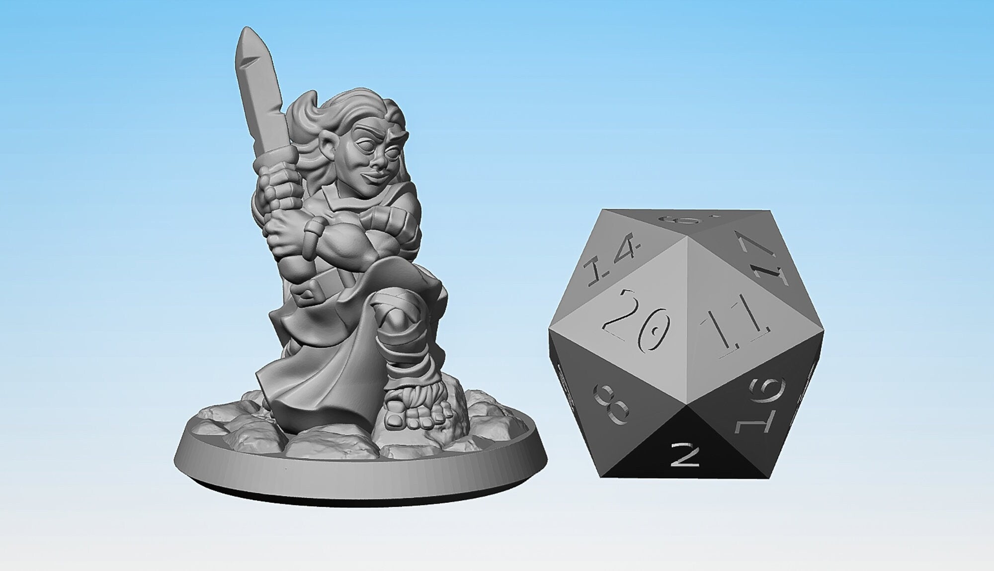 HALFLING (f) "Fighter" | Dungeons and Dragons | DnD | Pathfinder | Tabletop | RPG | Hero Size | 28 mm-Role Playing Miniatures