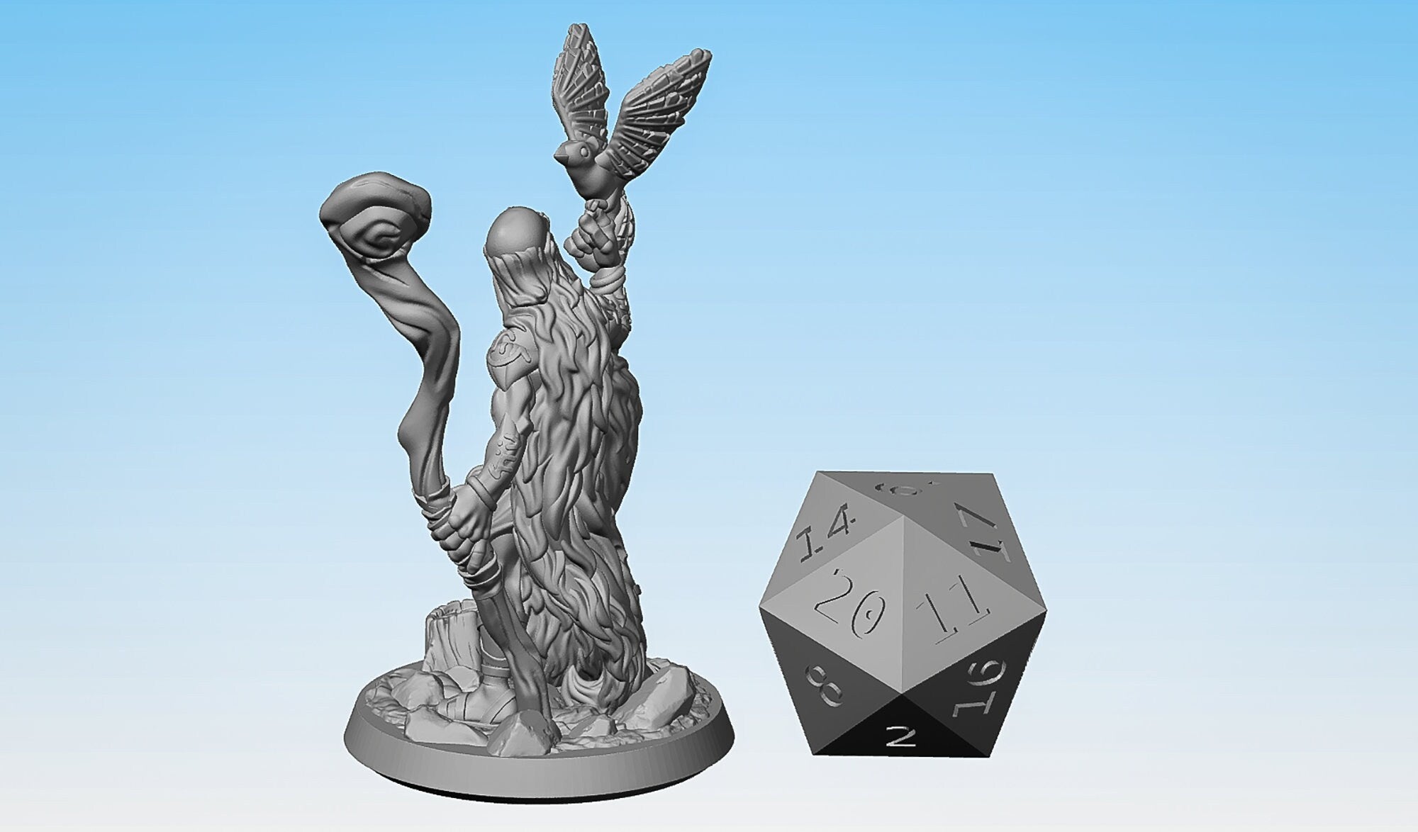 DRUID (m) "Bird Lover" | Dungeons and Dragons | DnD | Pathfinder | Tabletop | RPG | Hero Size | 28 mm-Role Playing Miniatures