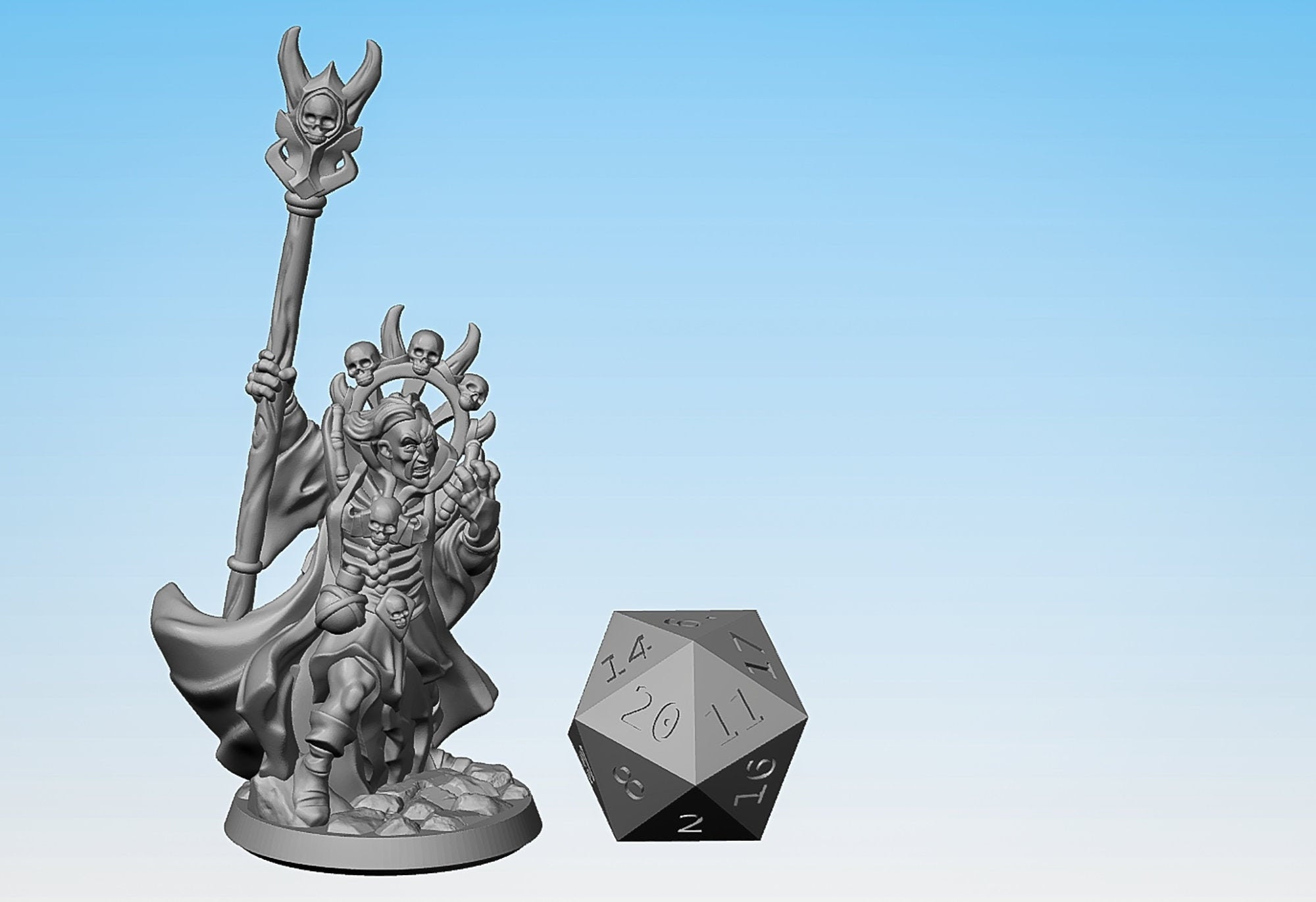 NECROMANCER "Aggressive" | Dungeons and Dragons | DnD | Pathfinder | Tabletop | RPG | Hero Size | 28 mm-Role Playing Miniatures