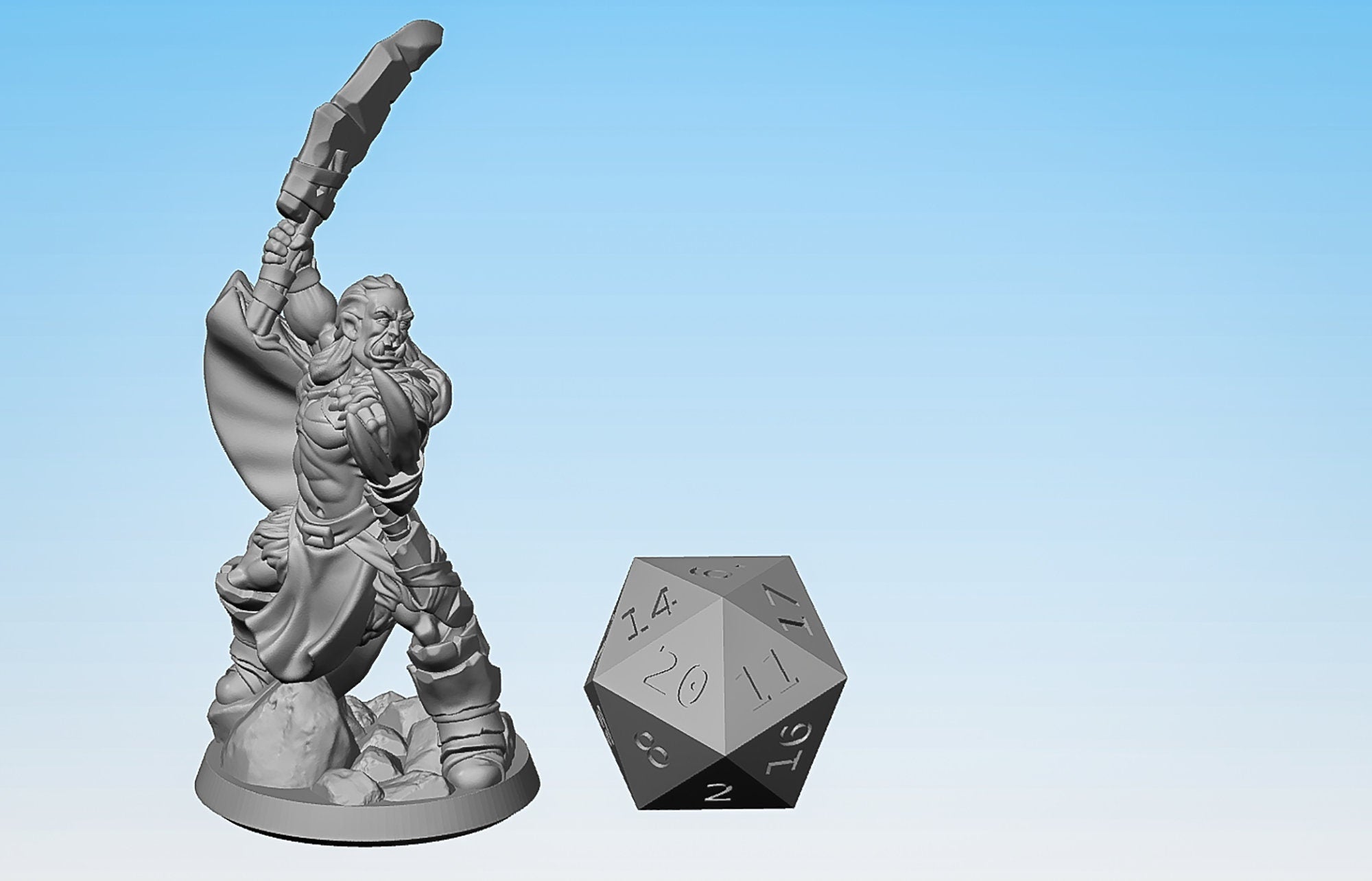 HALF-ORC Barbarian "Claw & Blade" | Dungeons and Dragons | DnD | Pathfinder | Tabletop | RPG | Hero Size | 28 mm-Role Playing Miniatures