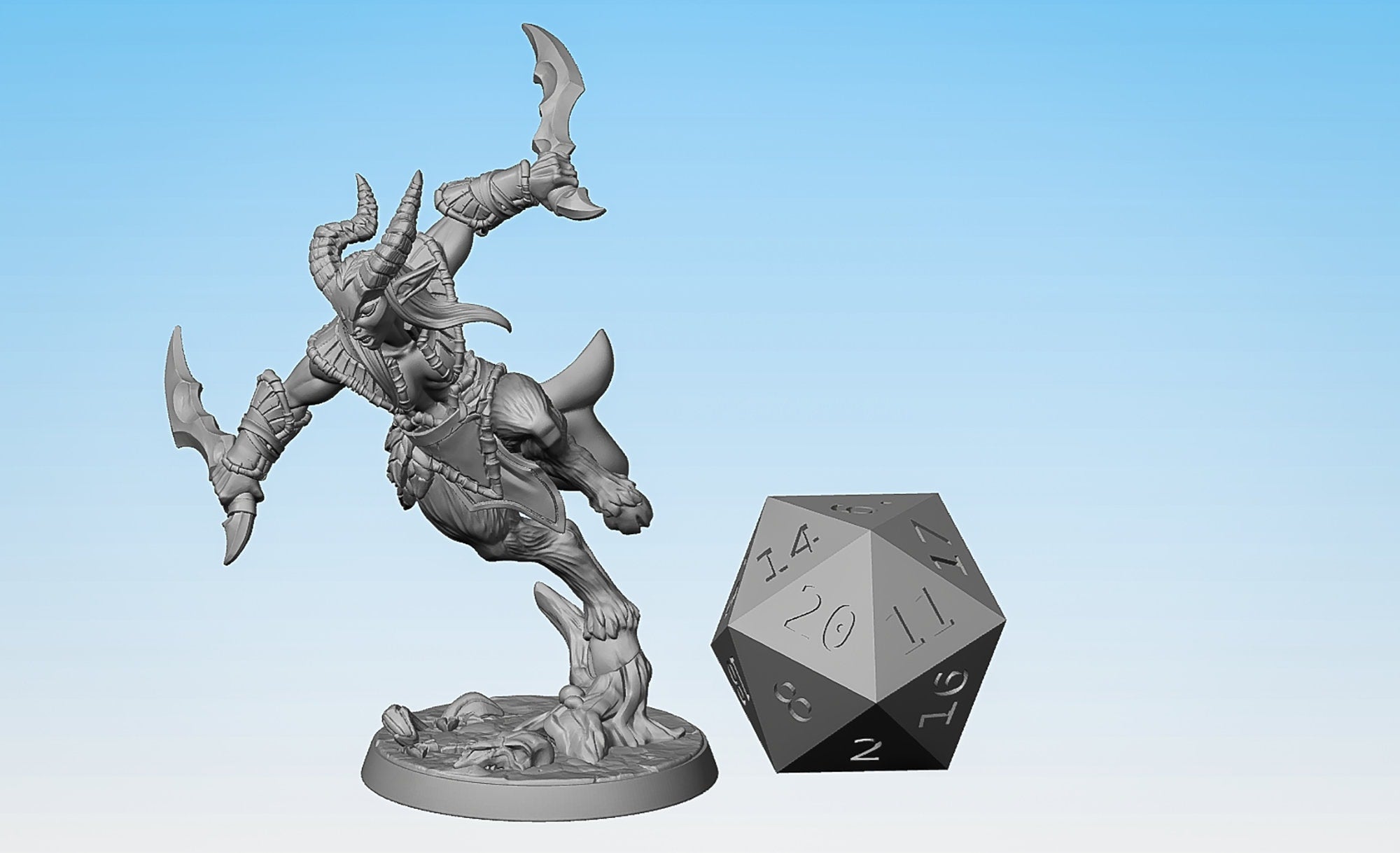 SATYR D (f) "Bladedancer" | Dungeons and Dragons | DnD | Pathfinder | Tabletop | RPG | Hero Size | 28 mm-Role Playing Miniatures