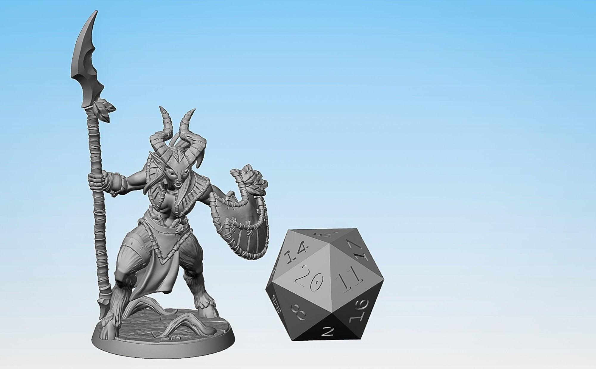 SATYR F (f) "Fighter Spear Shield" | Dungeons and Dragons | DnD | Pathfinder | Tabletop | RPG | Hero Size | 28 mm-Role Playing Miniatures