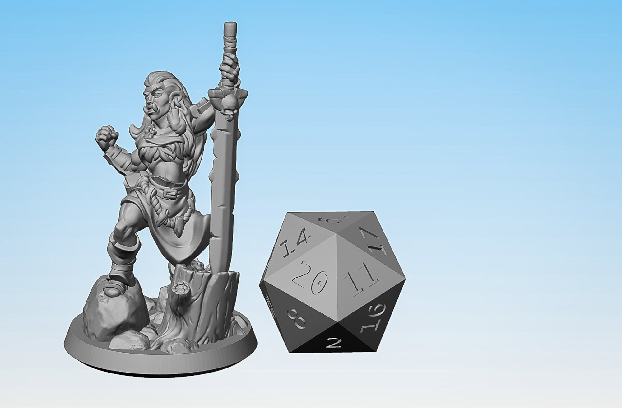 HALF-ORC Barbarian "Great Sword" | Dungeons and Dragons | DnD | Pathfinder | Tabletop | RPG | Hero Size | 28 mm-Role Playing Miniatures