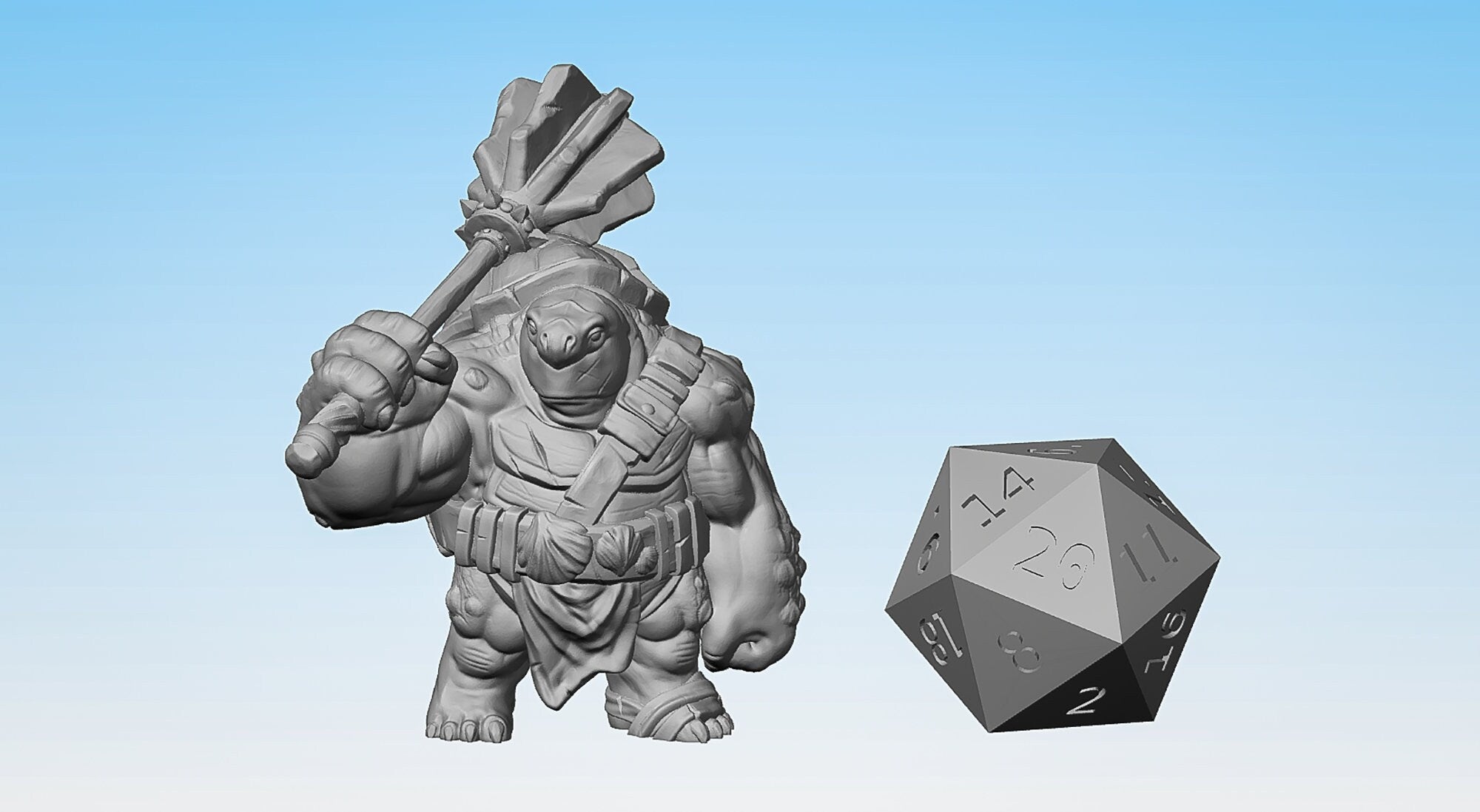 TORTLE "2h Mace Fighter" | Dungeons and Dragons | DnD | Pathfinder | Tabletop | RPG | Hero Size | 28 mm-Role Playing Miniatures