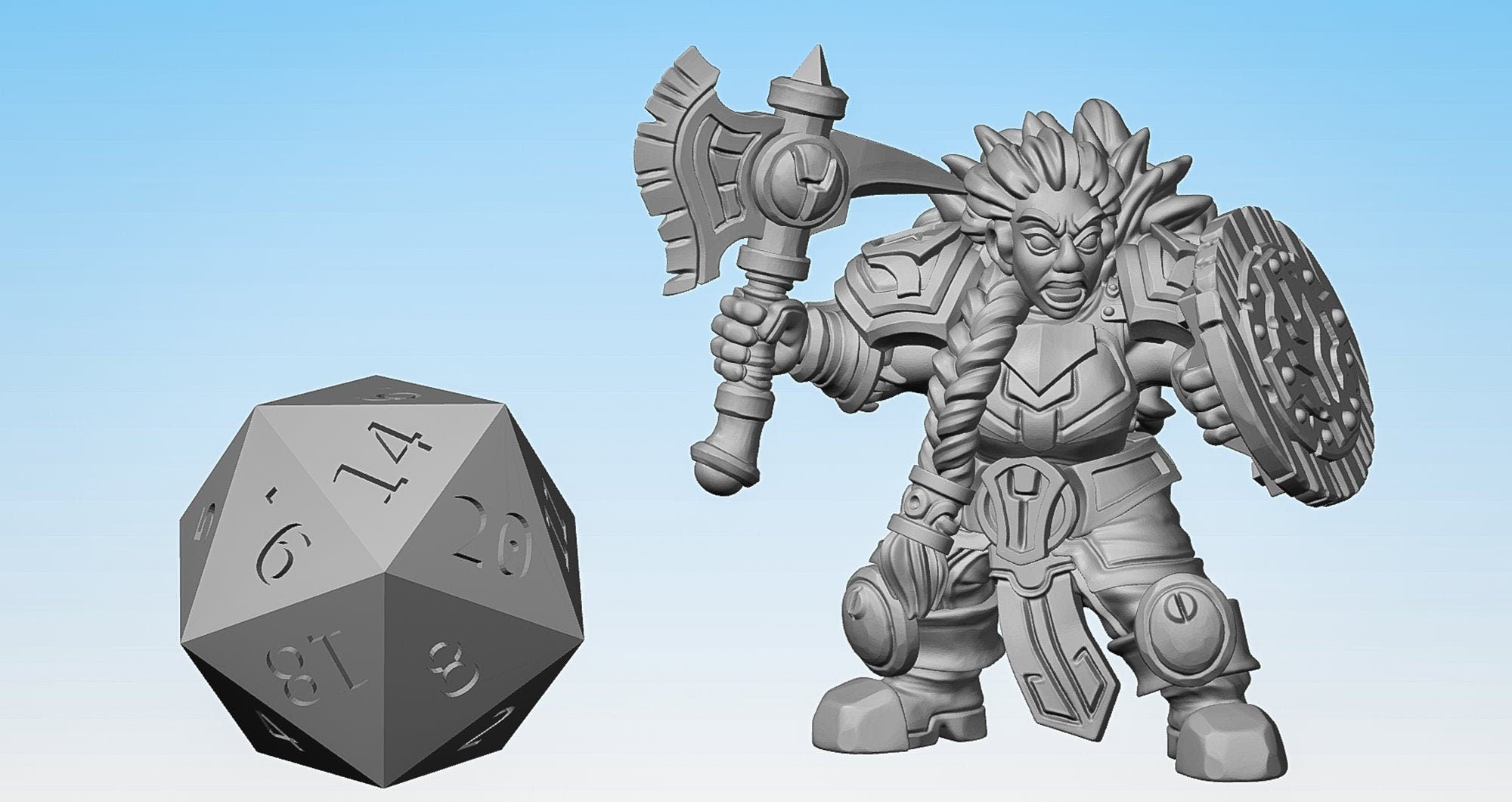 FROST ZWERG Paladin / Fighter / Cleric (w) "Damsel #04" | Dungeons and Dragons | DnD | Pathfinder | Tabletop | RPG | Hero Size | 28 mm-Role Playing Miniatures