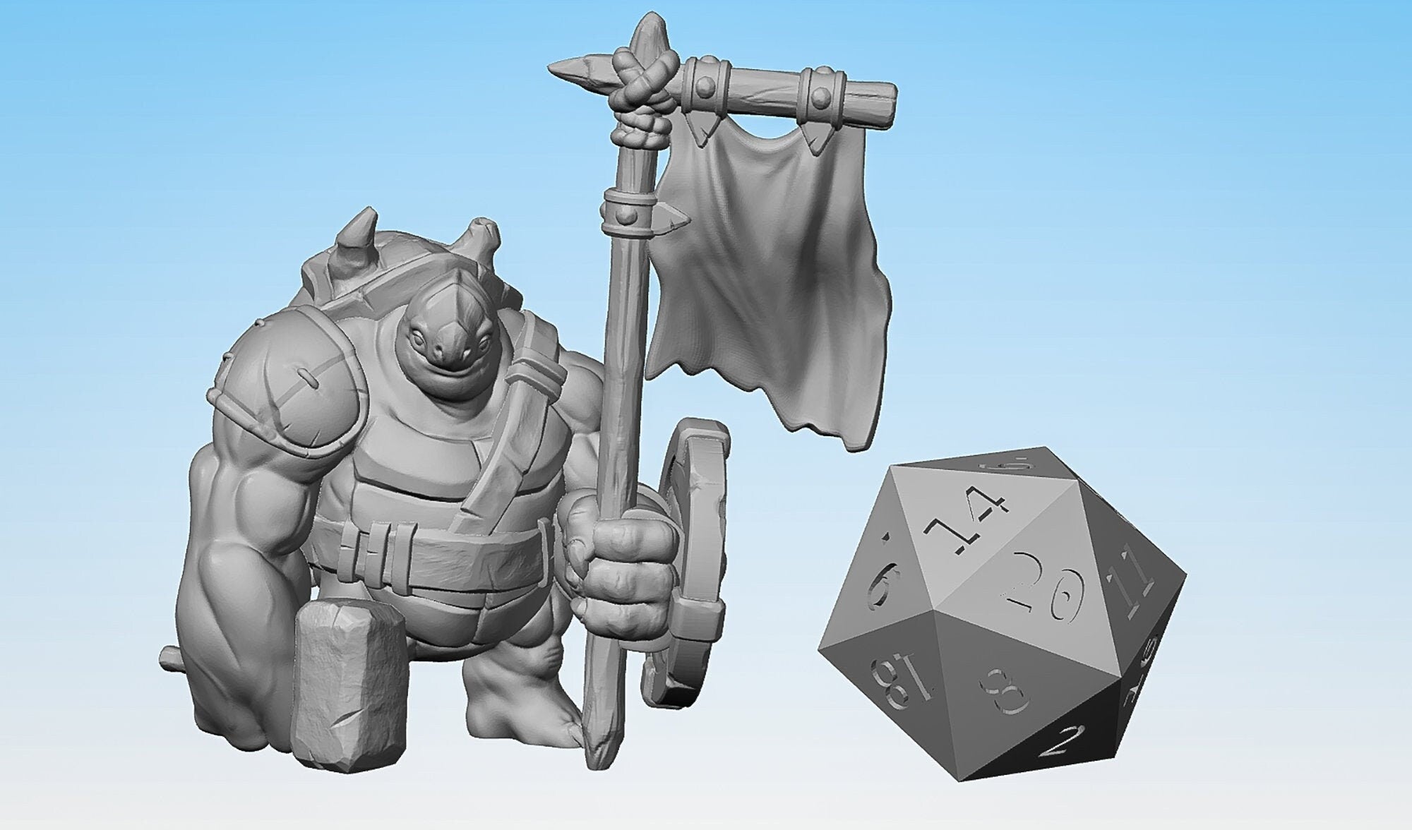 TORTLE "Adventurer #03 Hammer & Banner" | Dungeons and Dragons | DnD | Pathfinder | Tabletop | RPG | Hero Size | 28 mm-Role Playing Miniatures