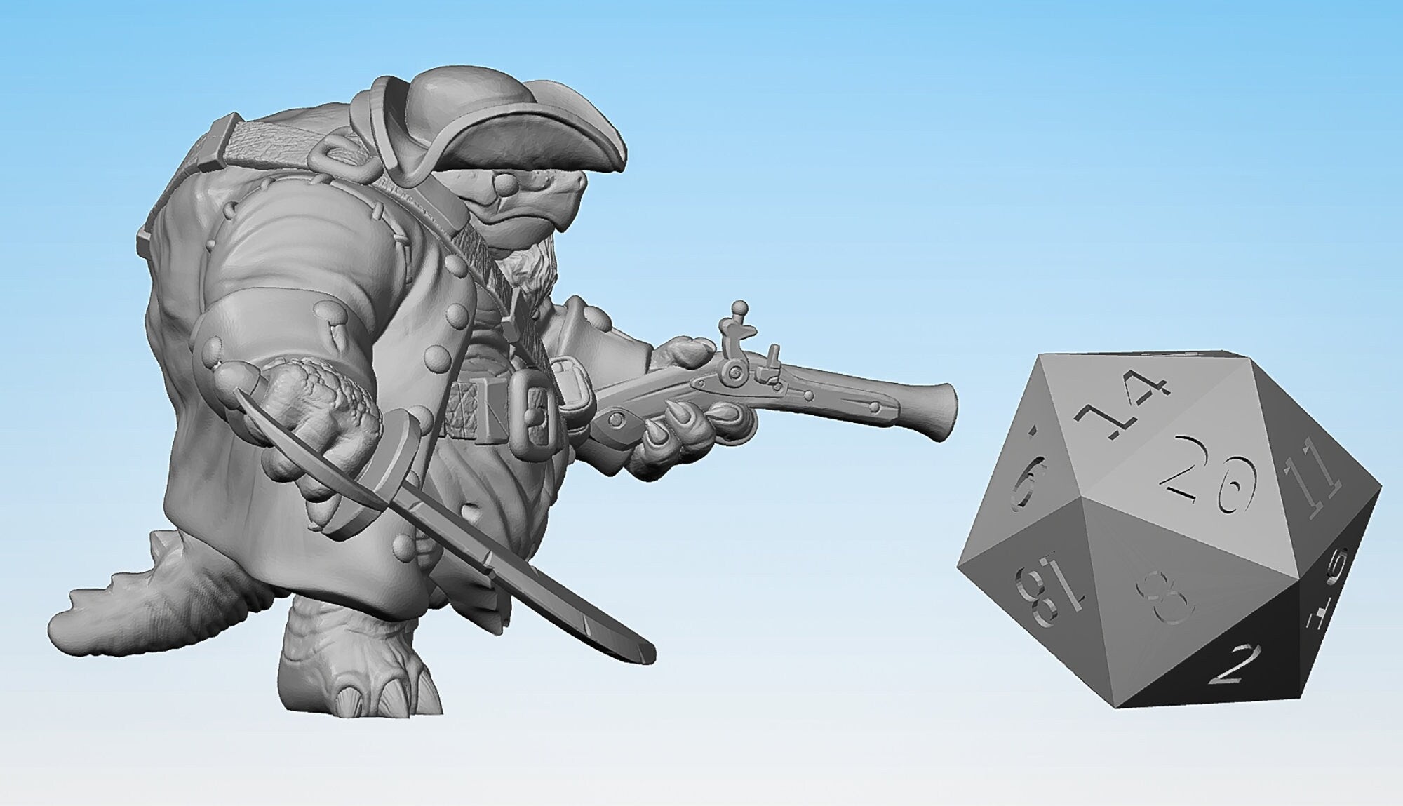 TORTLE "Pirate Captain" | Dungeons and Dragons | DnD | Pathfinder | Tabletop | RPG | Hero Size | 28 mm-Role Playing Miniatures