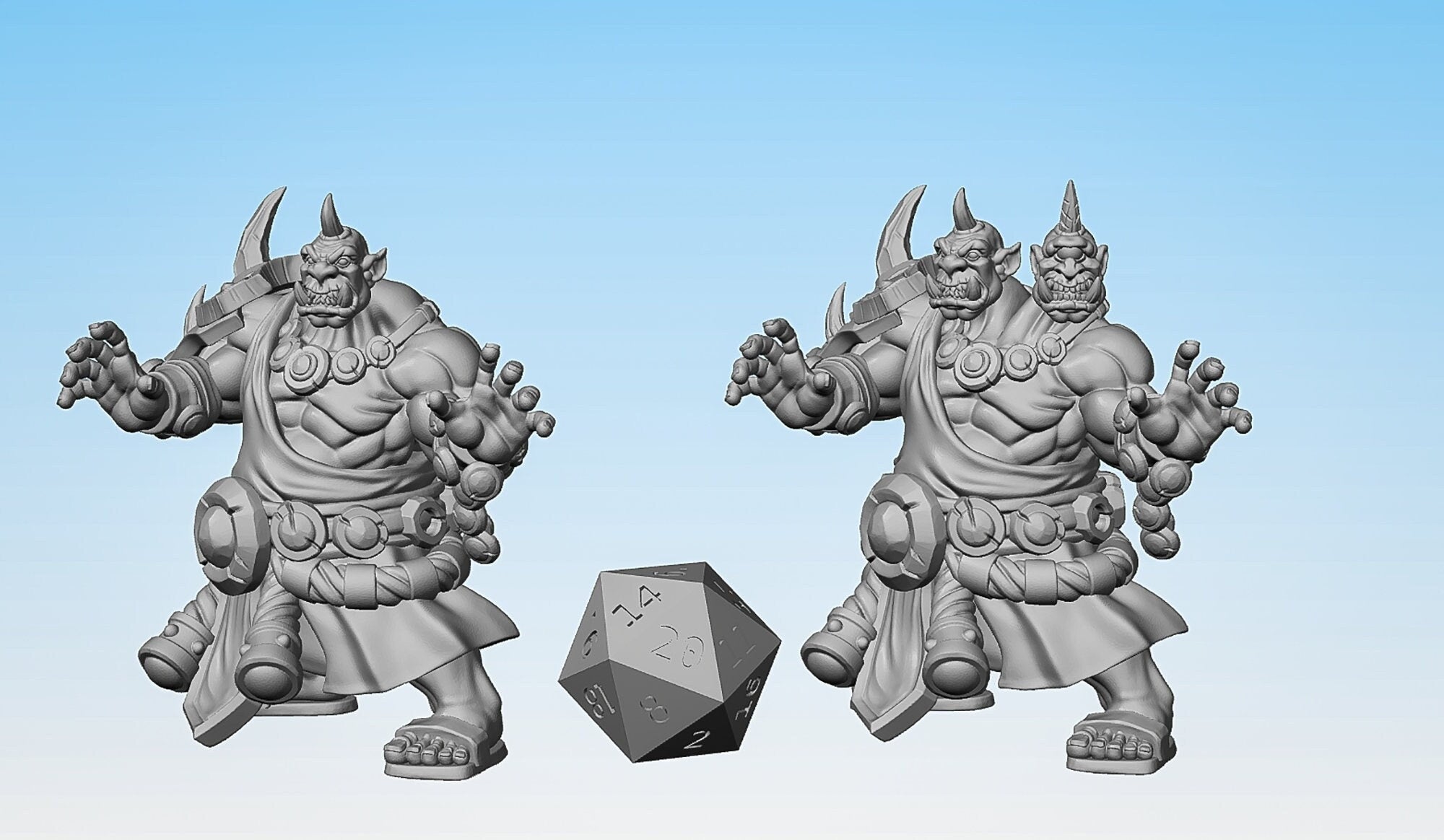 OGRE "Mage" 1 or 2 Heads | Dungeons and Dragons | DnD | Pathfinder | Tabletop | RPG | Hero Size | 28 mm-Role Playing Miniatures