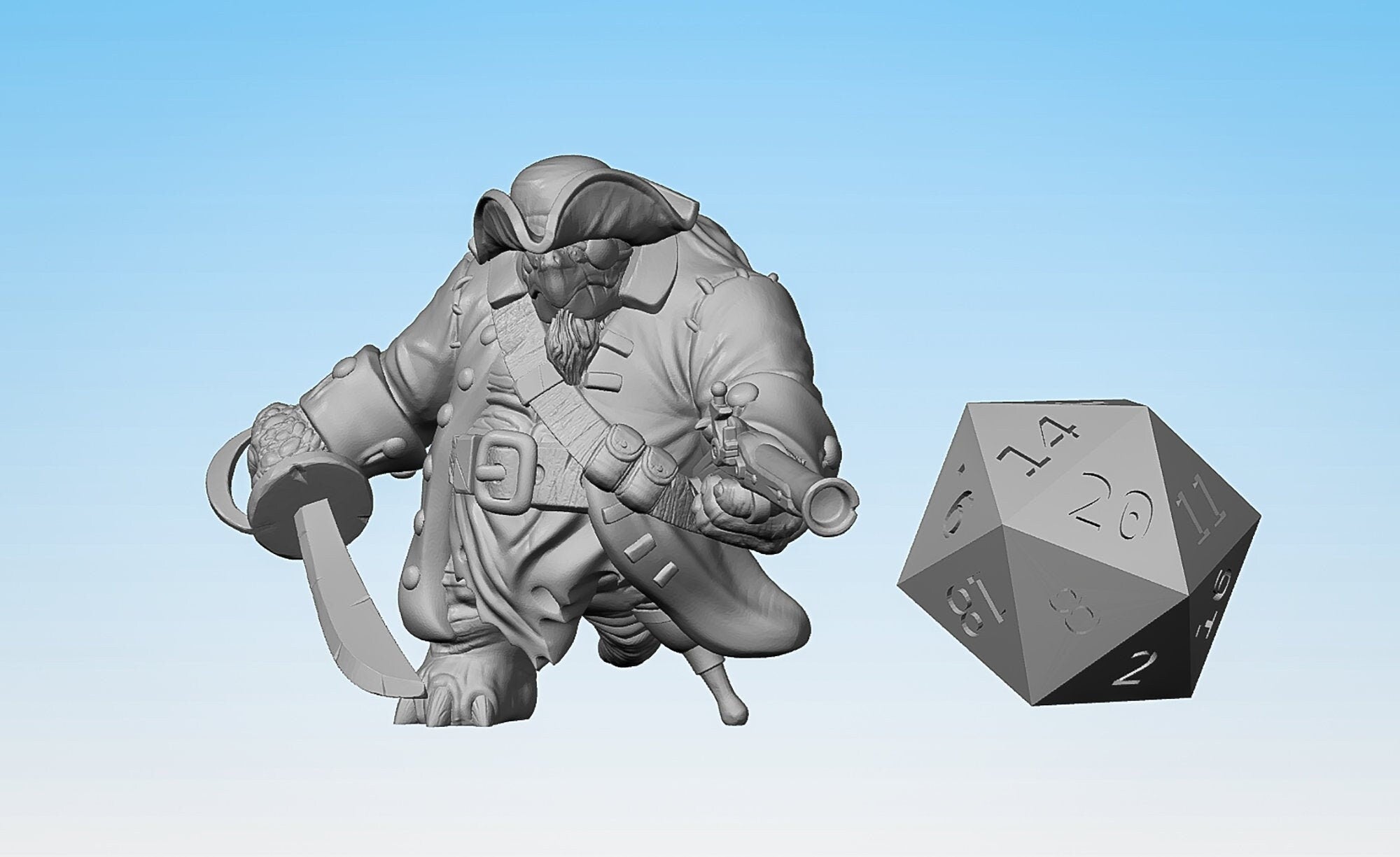 TORTLE "Pirate Captain" | Dungeons and Dragons | DnD | Pathfinder | Tabletop | RPG | Hero Size | 28 mm-Role Playing Miniatures