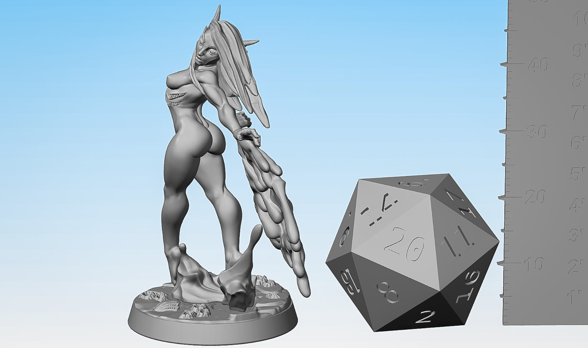 SEXY PINUP Sea Elf "Nymphea" | Dungeons and Dragons | DnD | Pathfinder | Tabletop | RPG | Hero Size | 28 mm-Role Playing Miniatures
